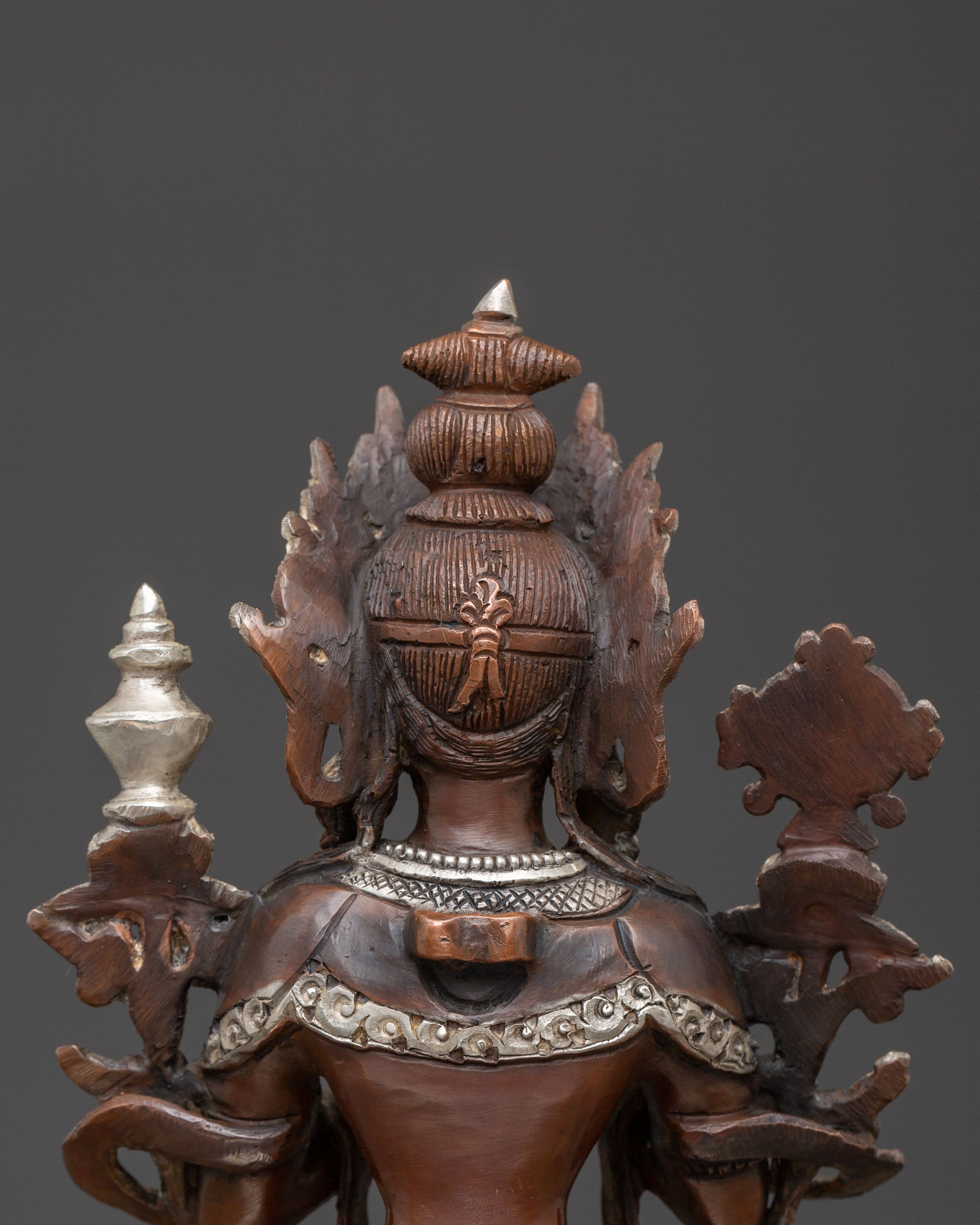 Sacred Maitreya Buddha Copper Statue – Tranquil Silver Finish