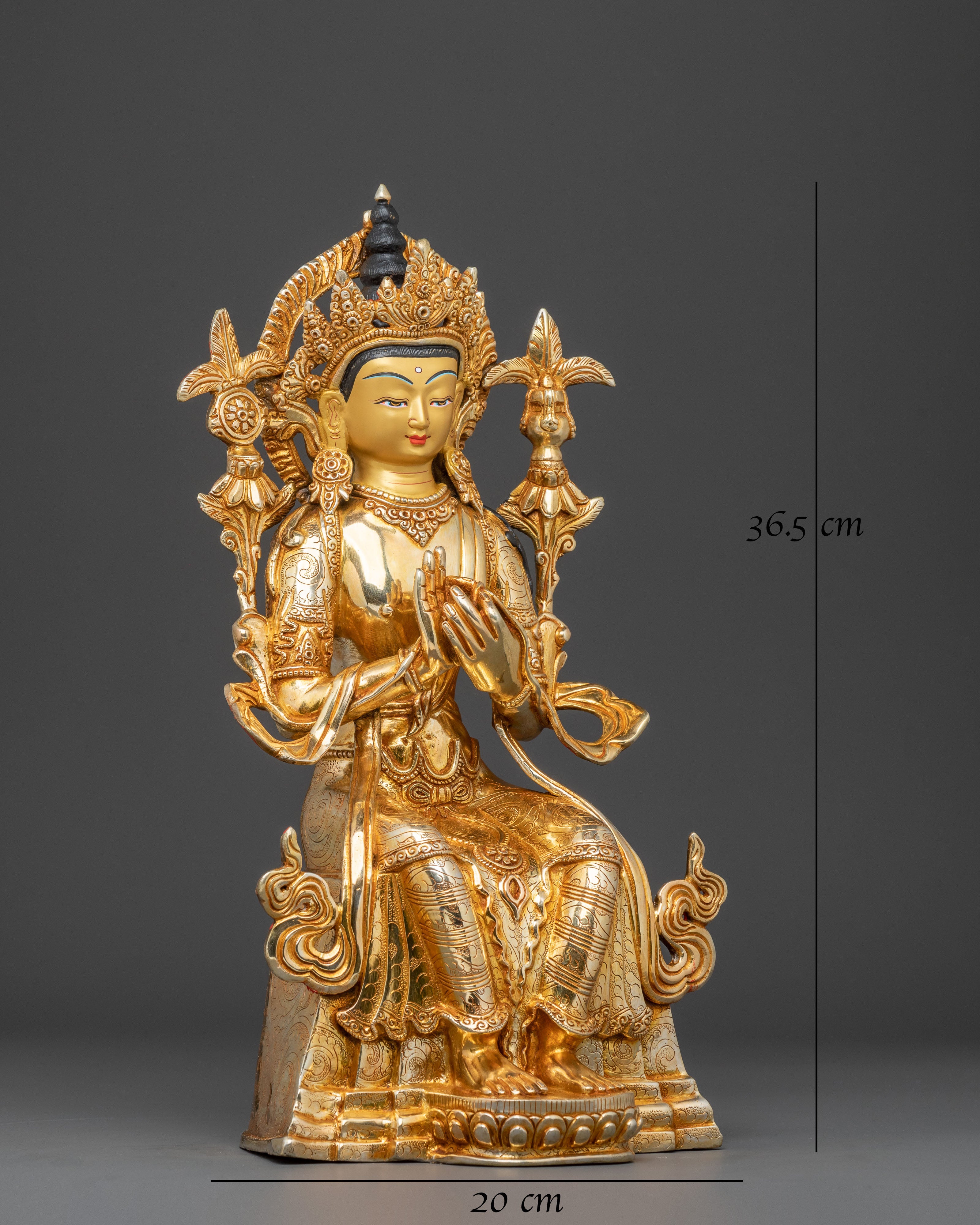 Maitreya Buddha Statue | Serene 24K Gold Gilded