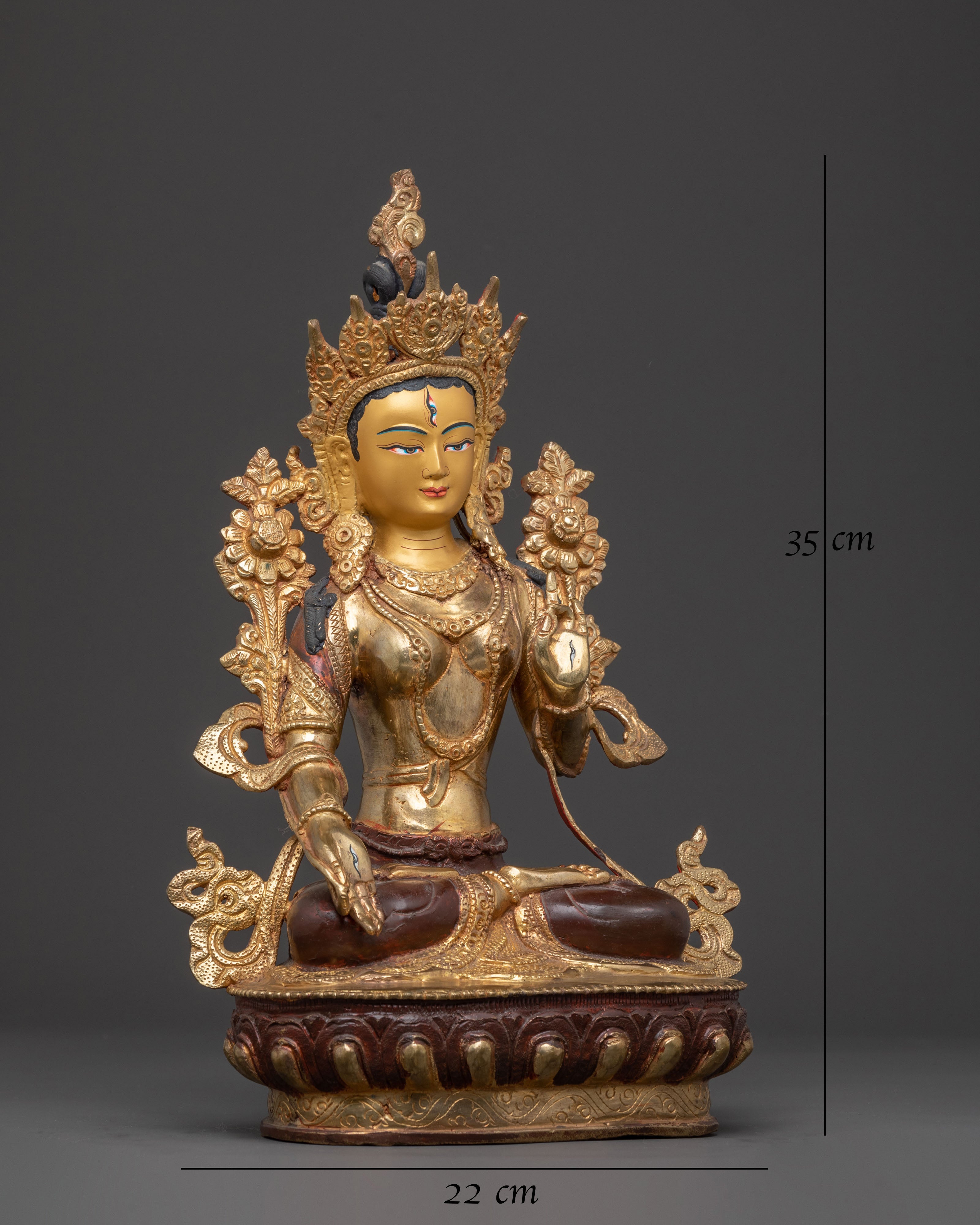 White Tara Healing Buddha Statue - 24K Gold Gilded