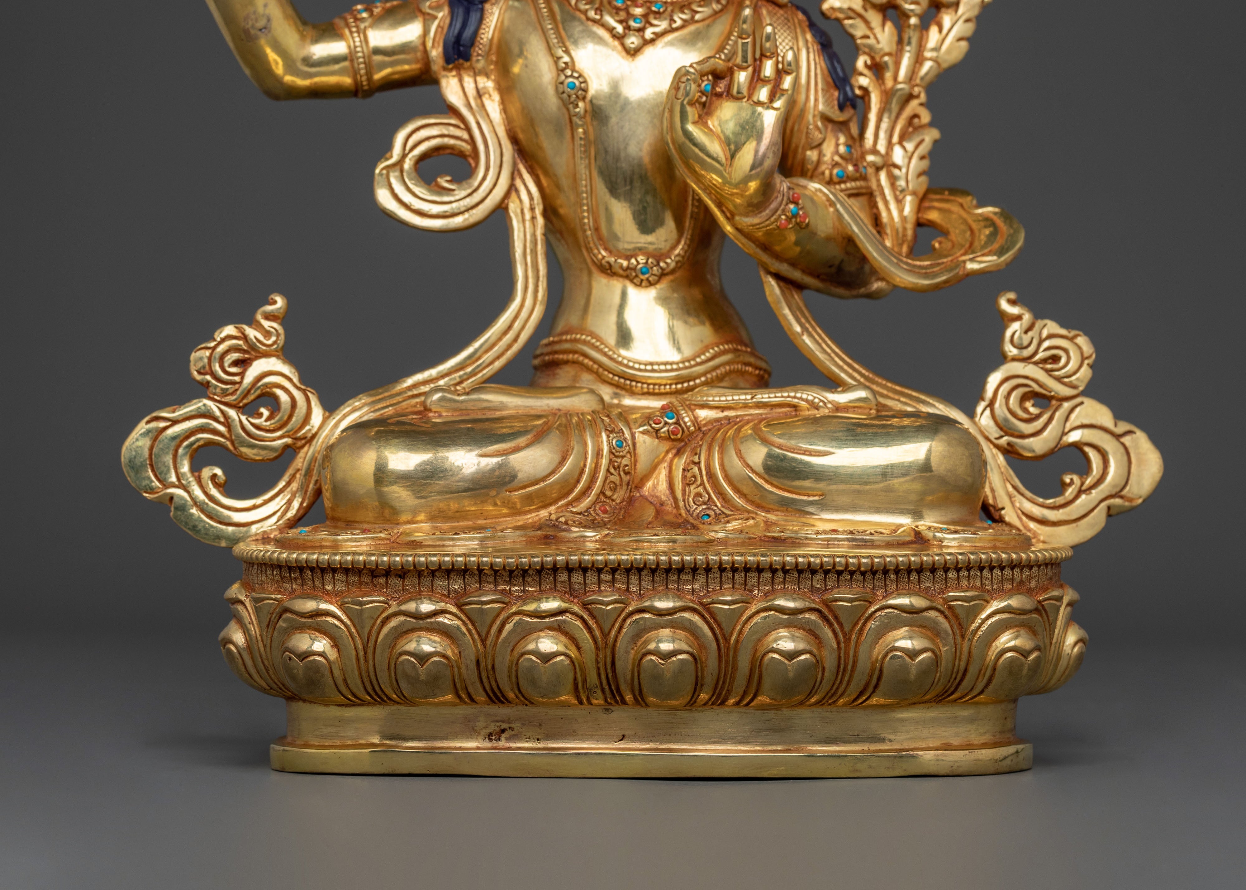 Flaming Sword of Wisdom Manjushri Statue | 24K Gold Gilded