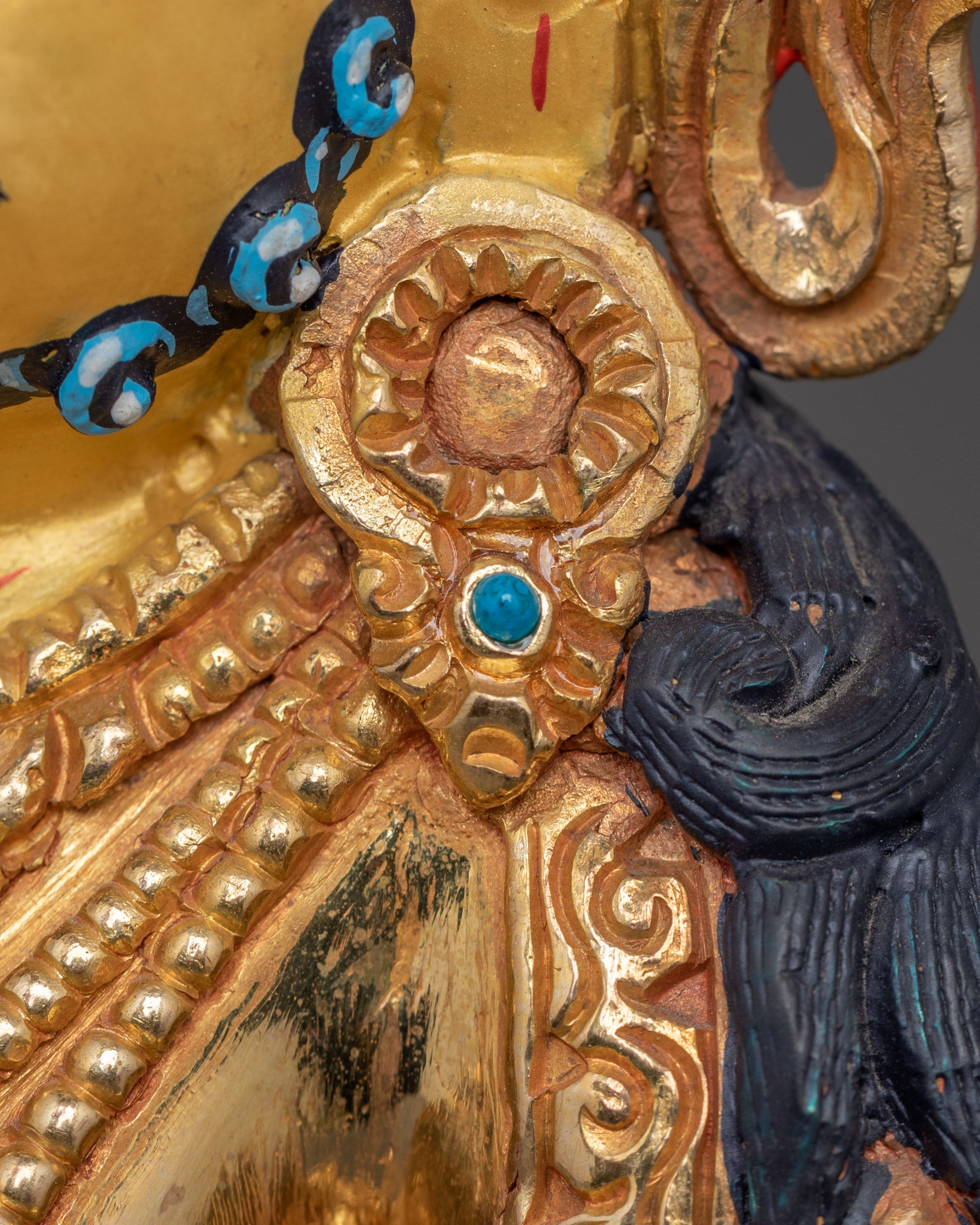 Handcrafted Dzambhala Sculpture: 24K Gold Gilded Statue