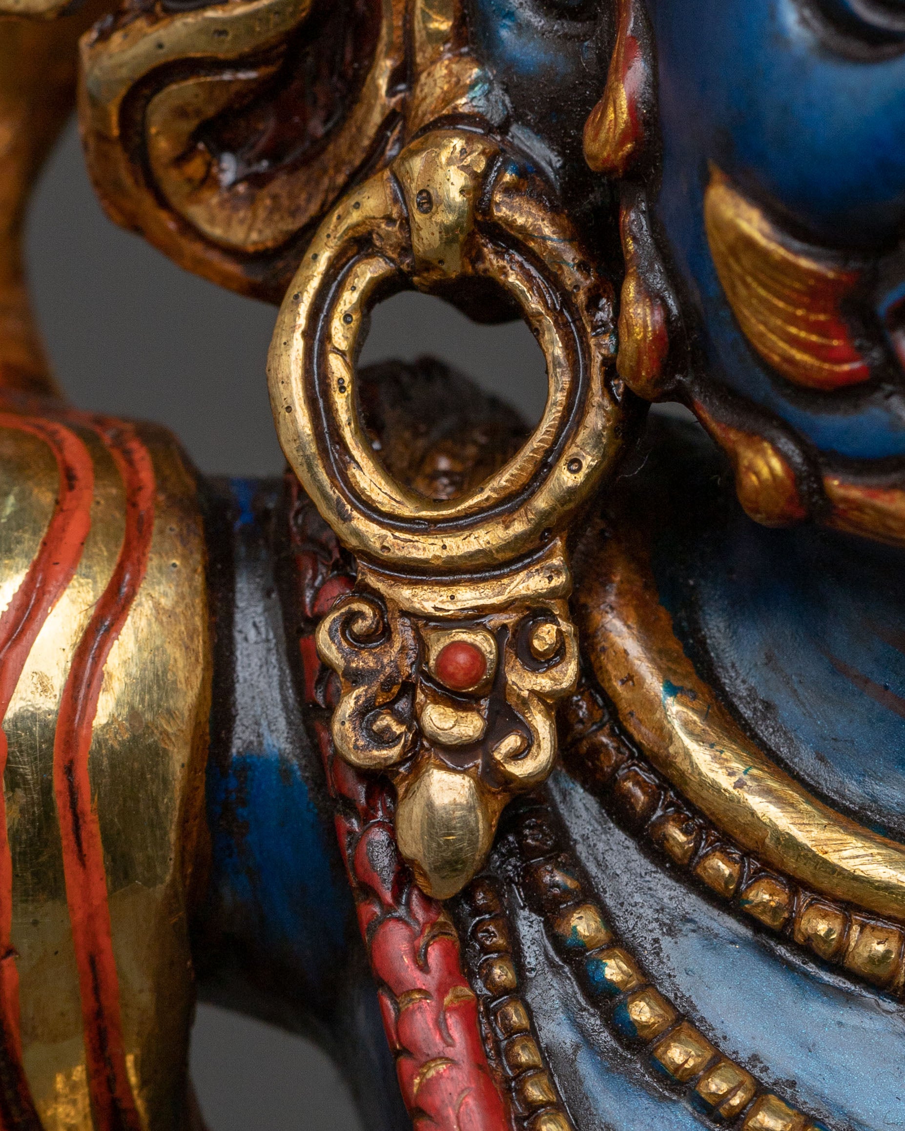 Powerful Vajrapani Spiritual Figurine with Gemstones