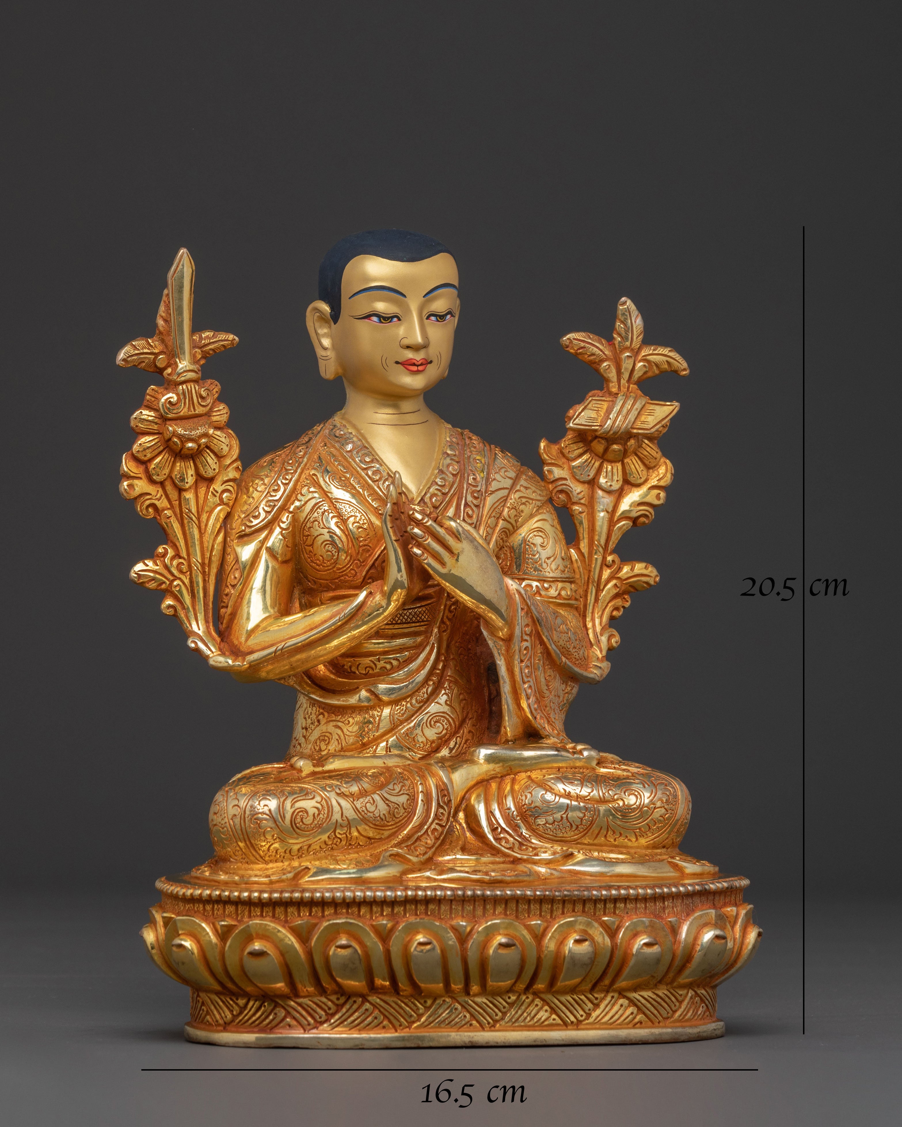 Tsongkhapa with Disciples 24K Gold Gilded Statue
