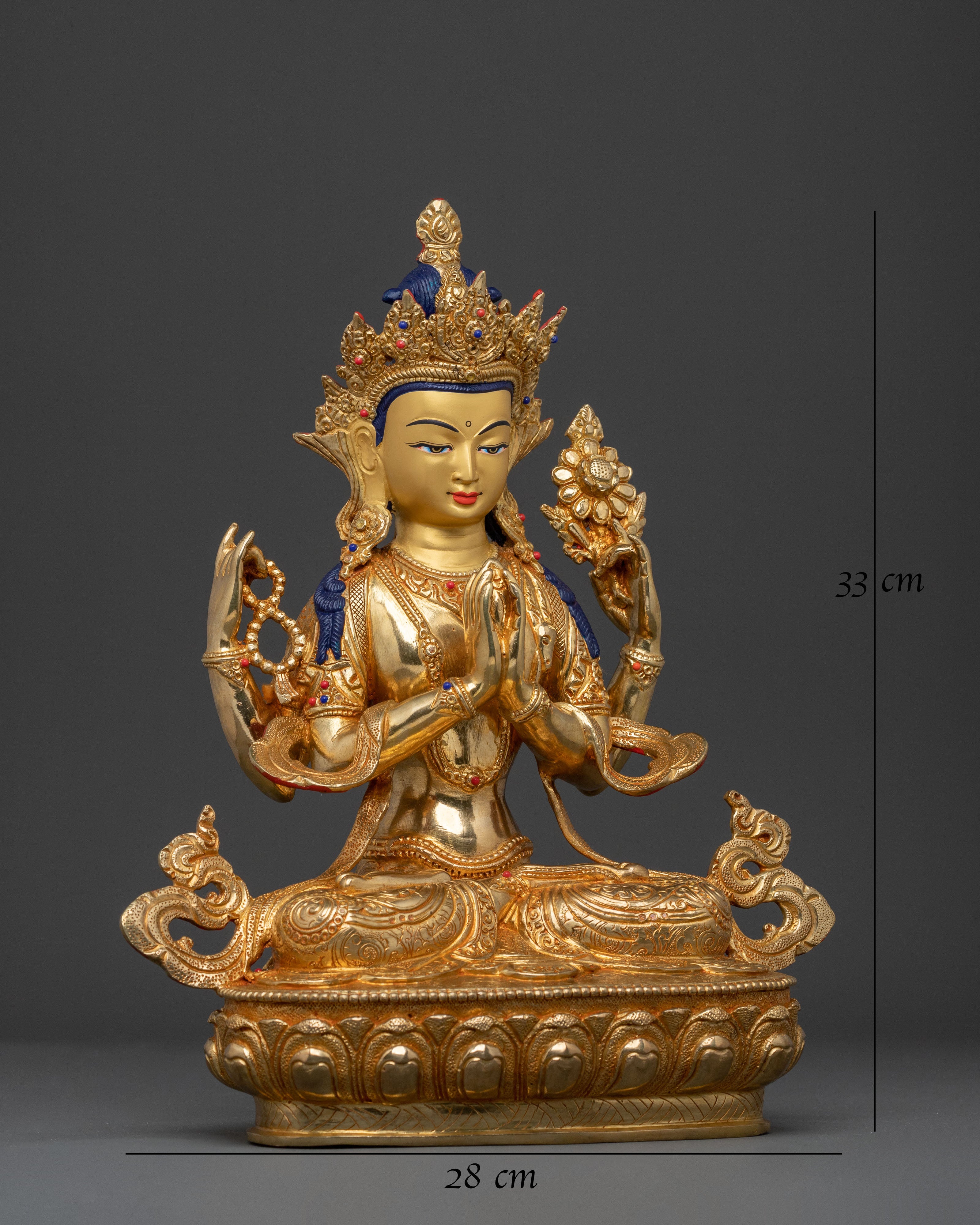 Four-Armed Chenrezig Statue: Handcrafted Figurine