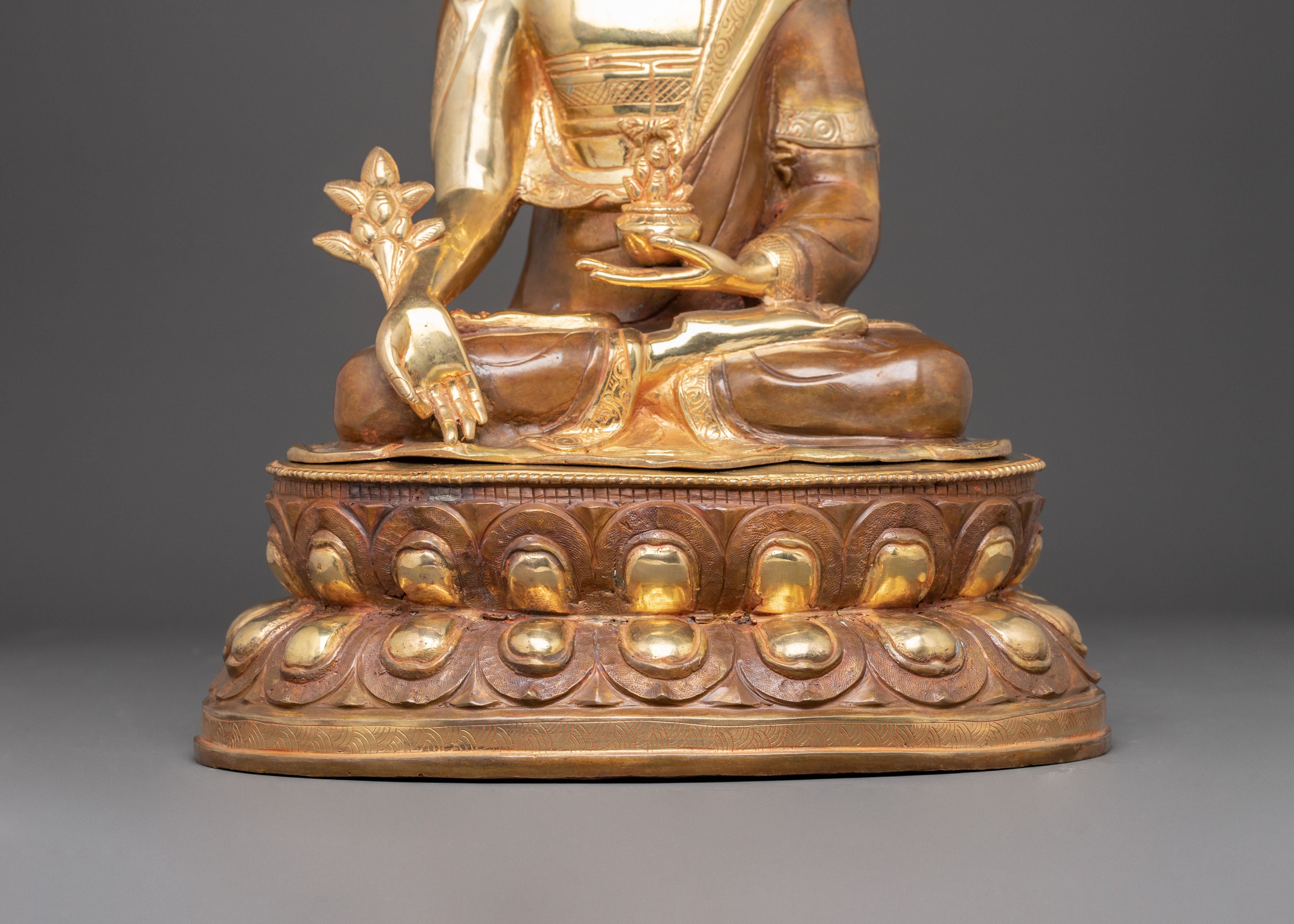 Healing Buddha Handcrafted Statue | Oxidized Copper with Gemstones