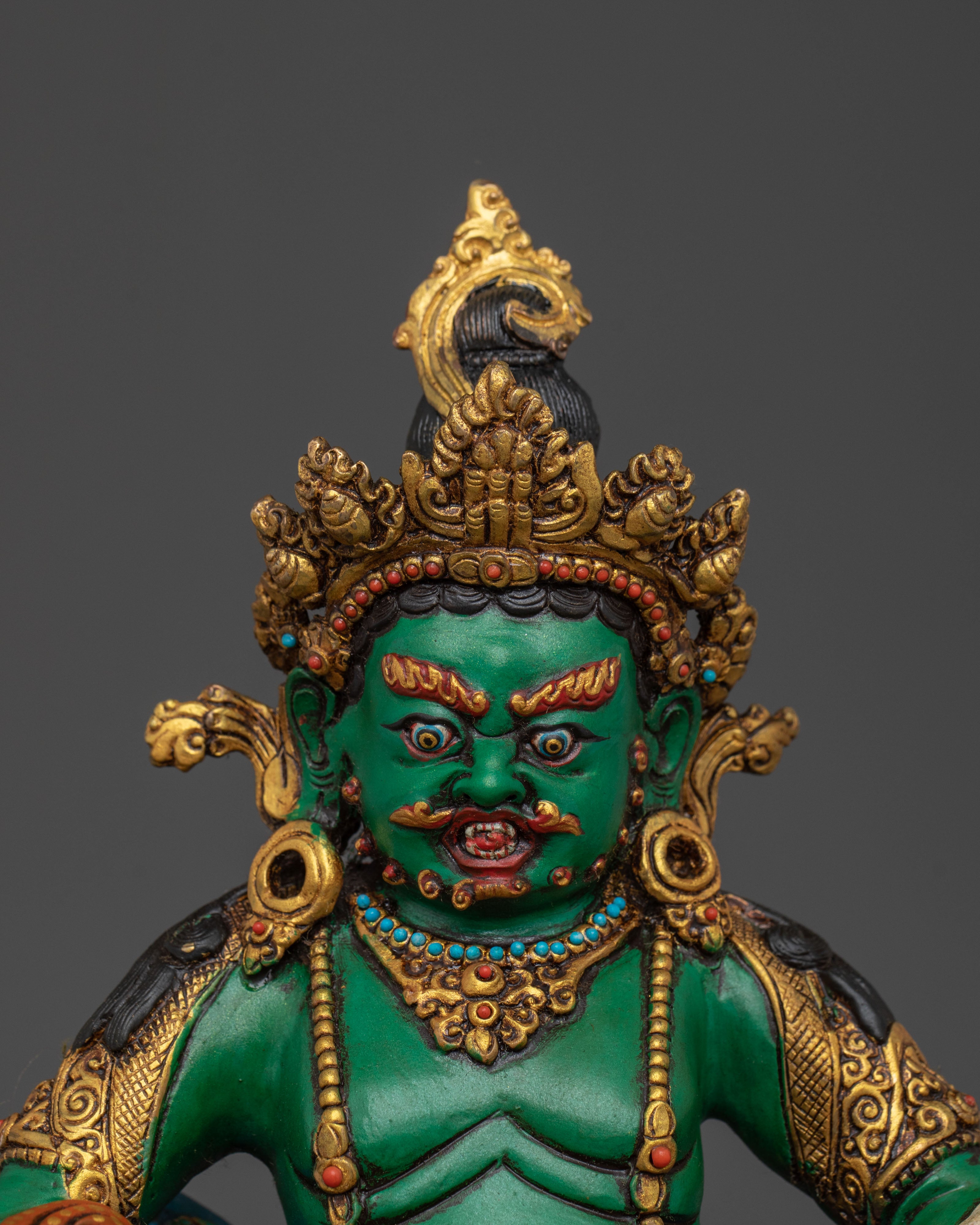 Green Dzambhala Statue | Handcrafted Wealth Deity