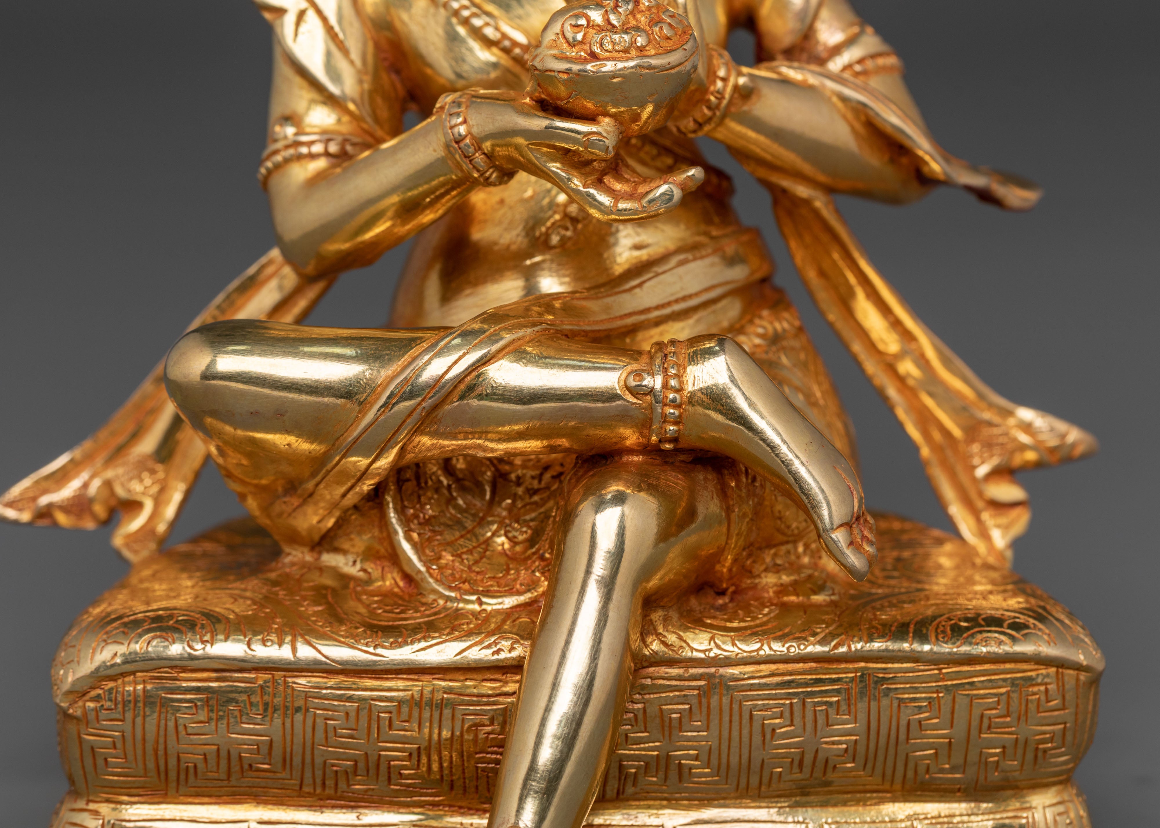 Naropa Sculpture: 24K Gold Gilded Buddhist Master