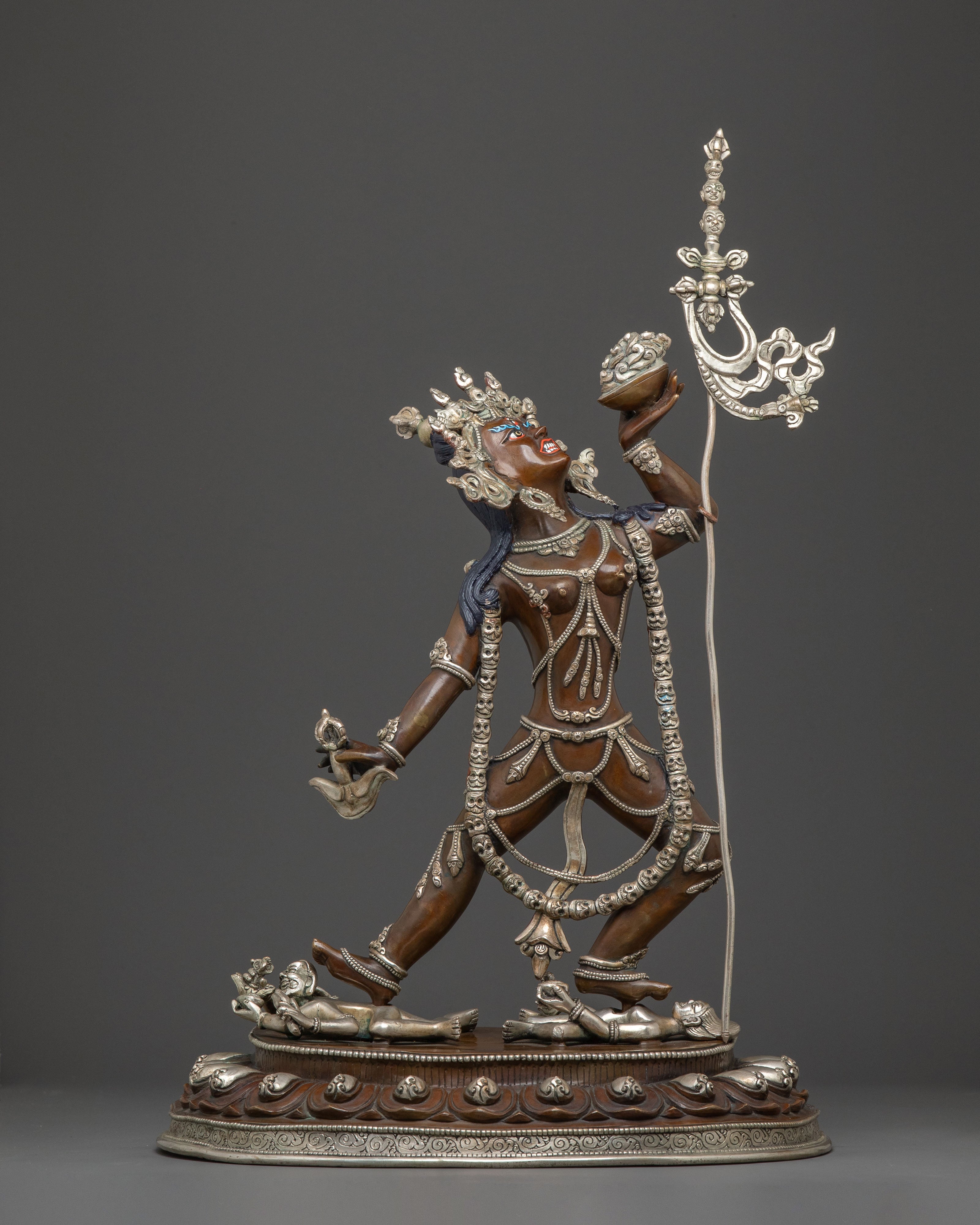 Handcrafted Vajrayogini Spiritual Statue: Radiant Silver Plating