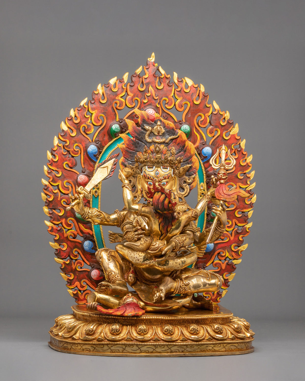 Chaturbhuja Mahakala Copper Sculpture