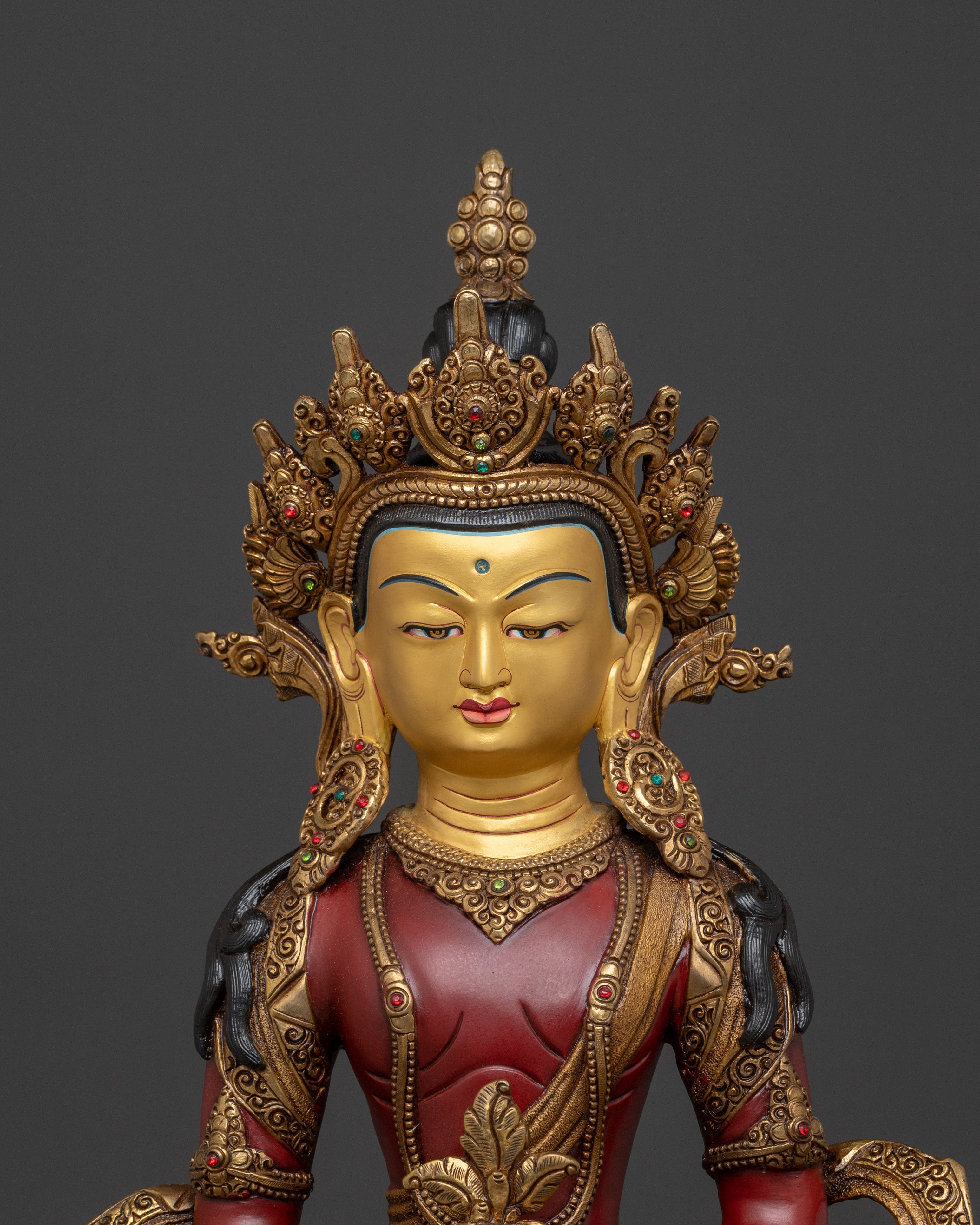 Amitayus Spiritual Statue | 24K Gold Gilded Buddhist Sculpture