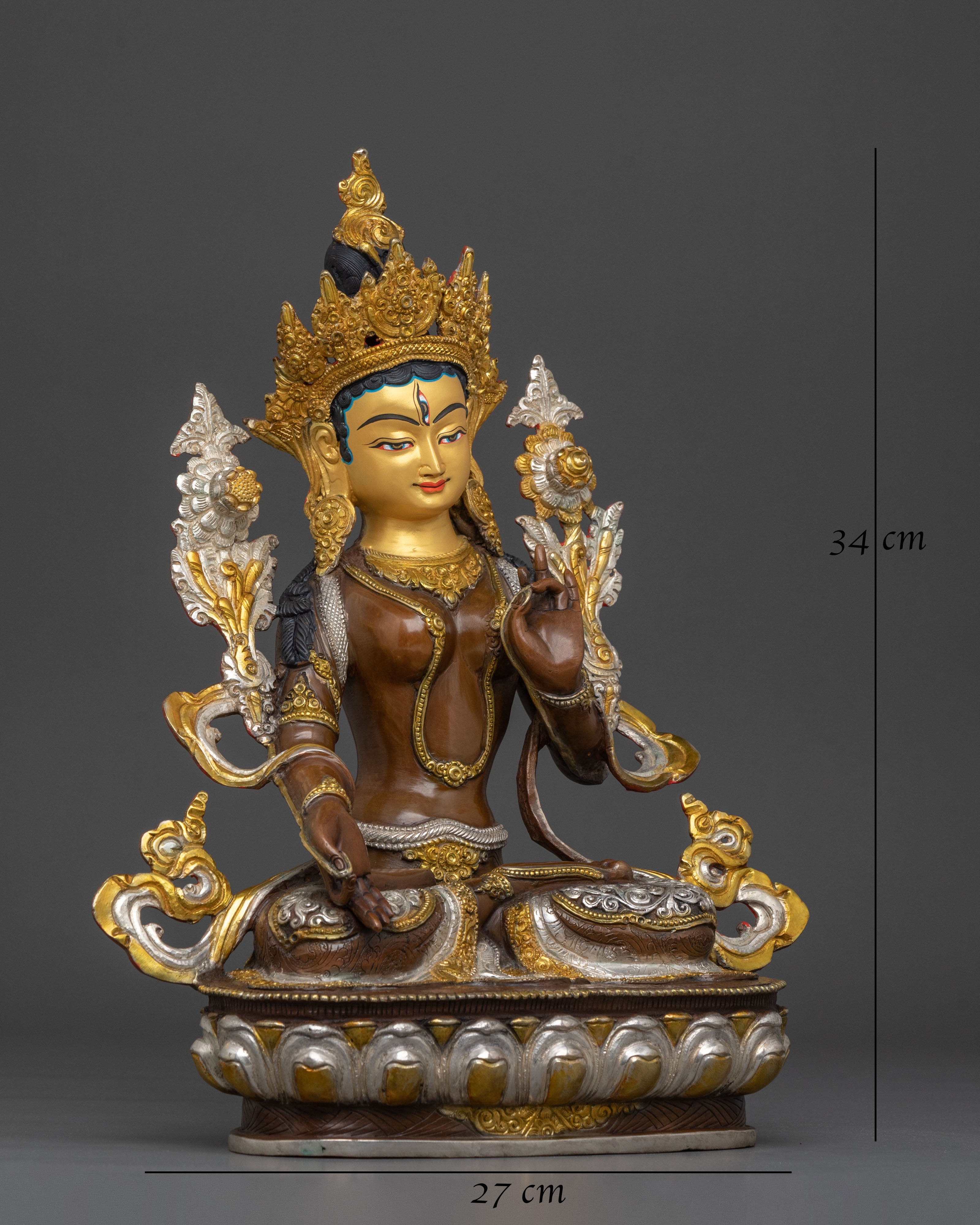 Exquisite Hand Carved White Tara Statue | Goddess of Long Life and Wisdom