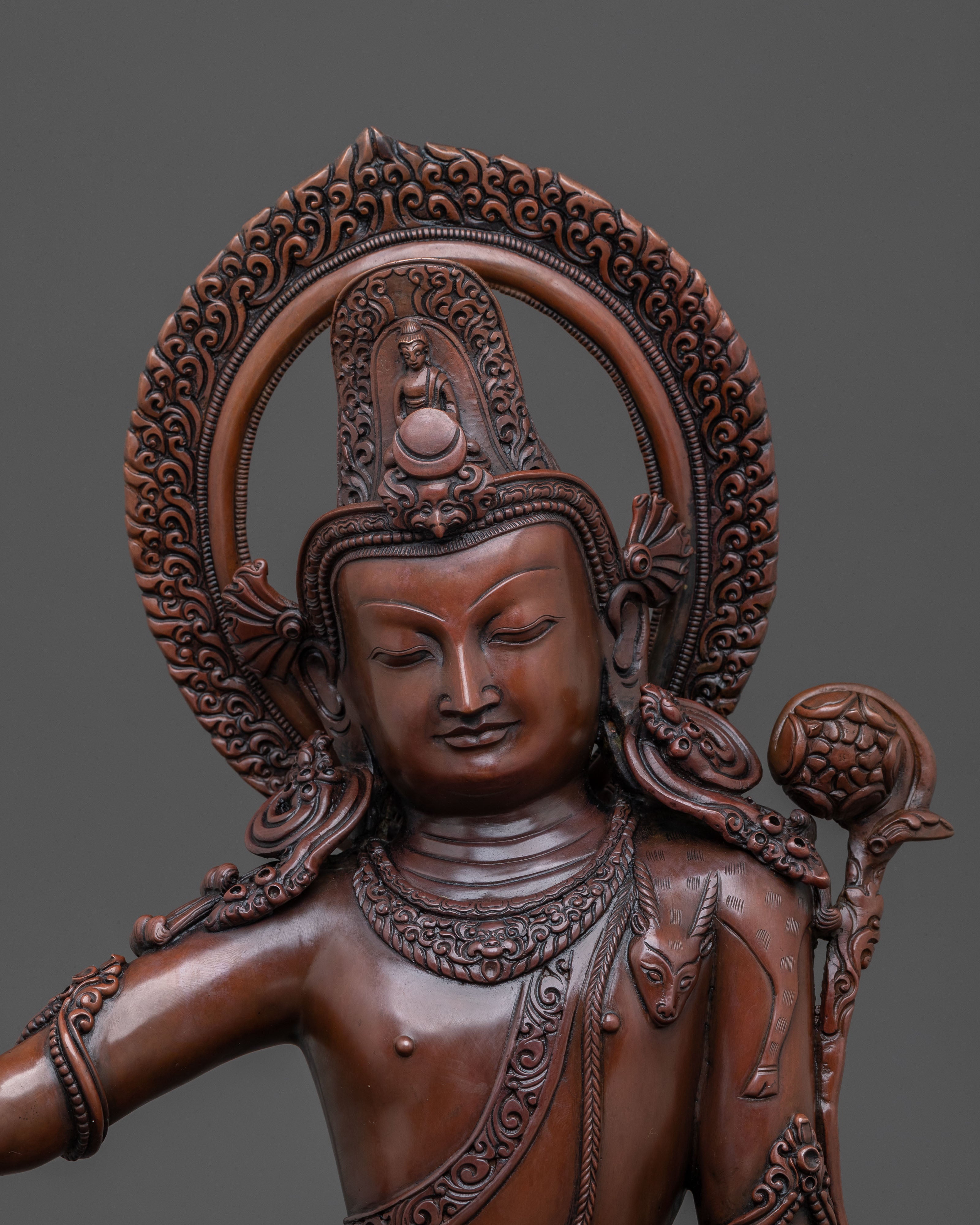 Statue of Eternal Savior Lokeshwor – Oxidized Copper