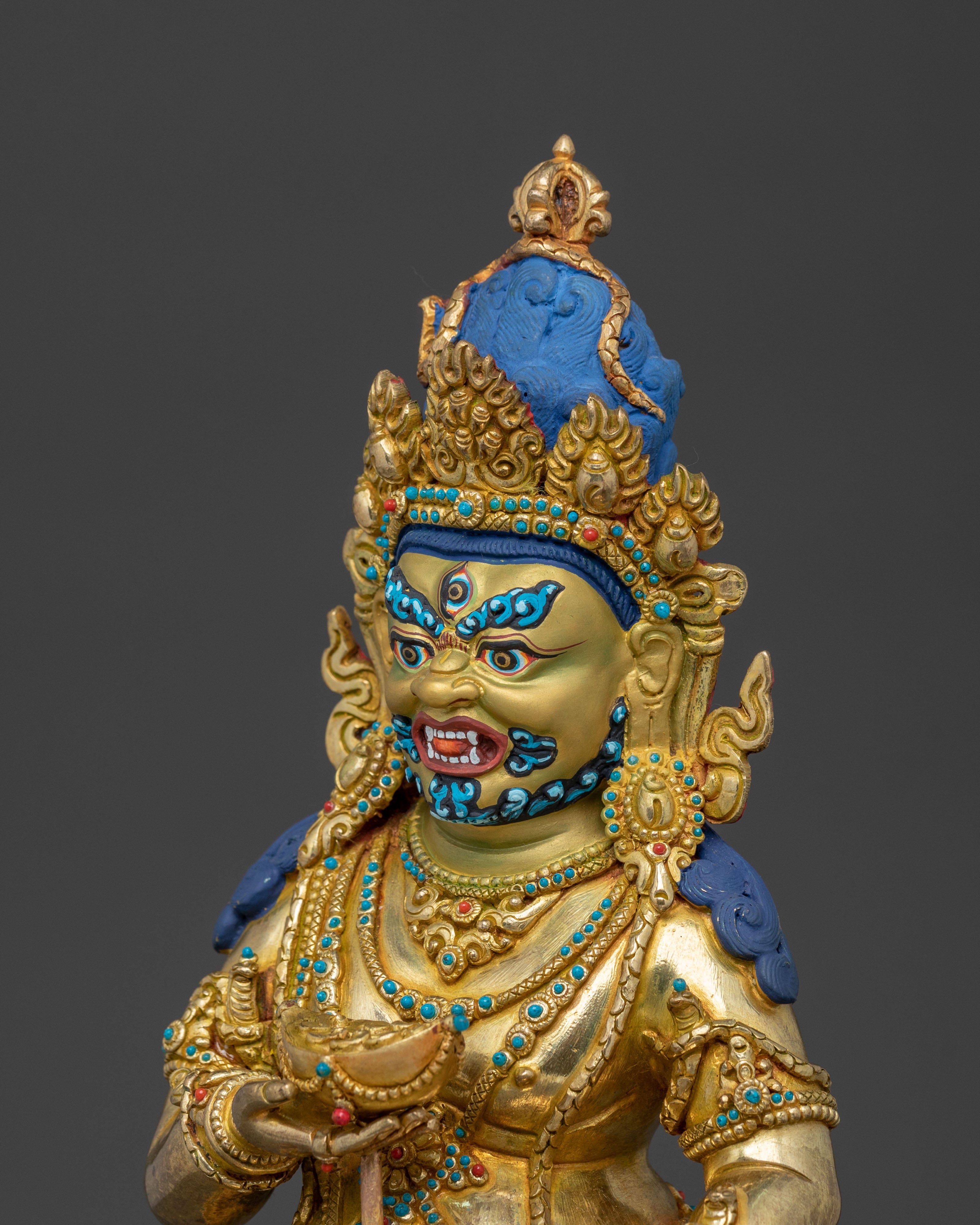 A Radiant Black Dzambhala Spiritual Wealth Statue