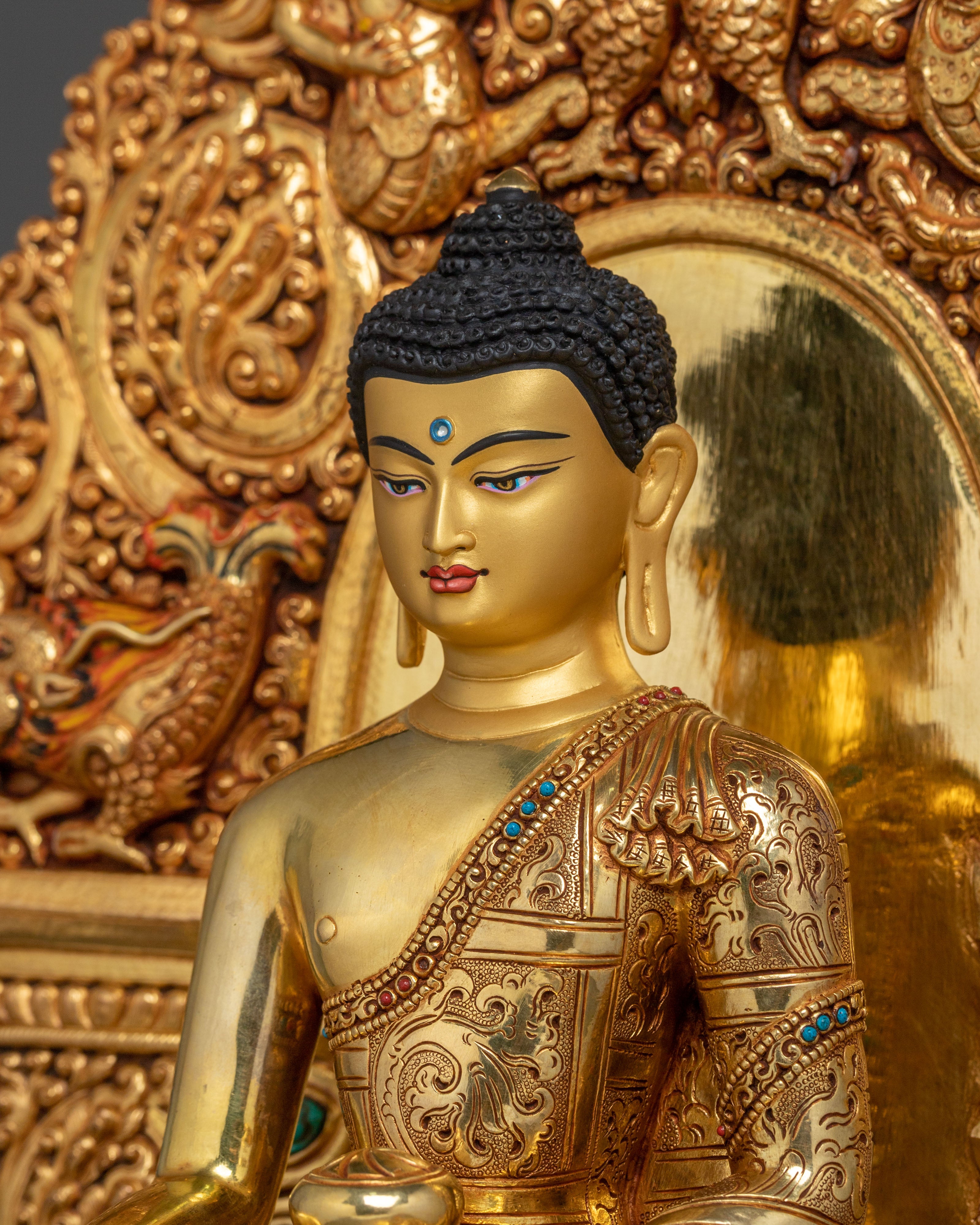 Shakyamuni Buddha Divine Sculpture on Throne