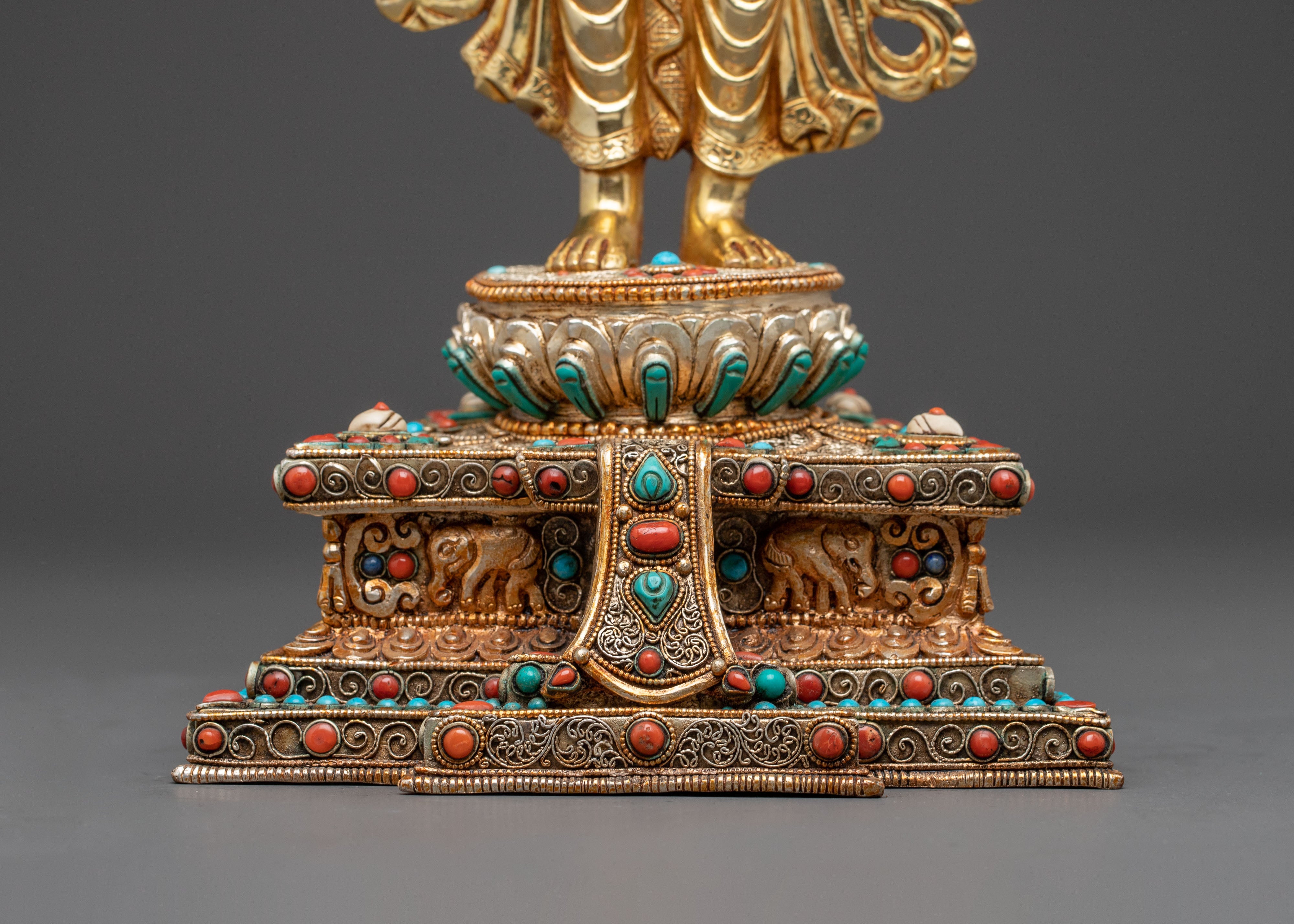 Divine Avalokiteshvara Golden Statue - 24K Gold Gilded