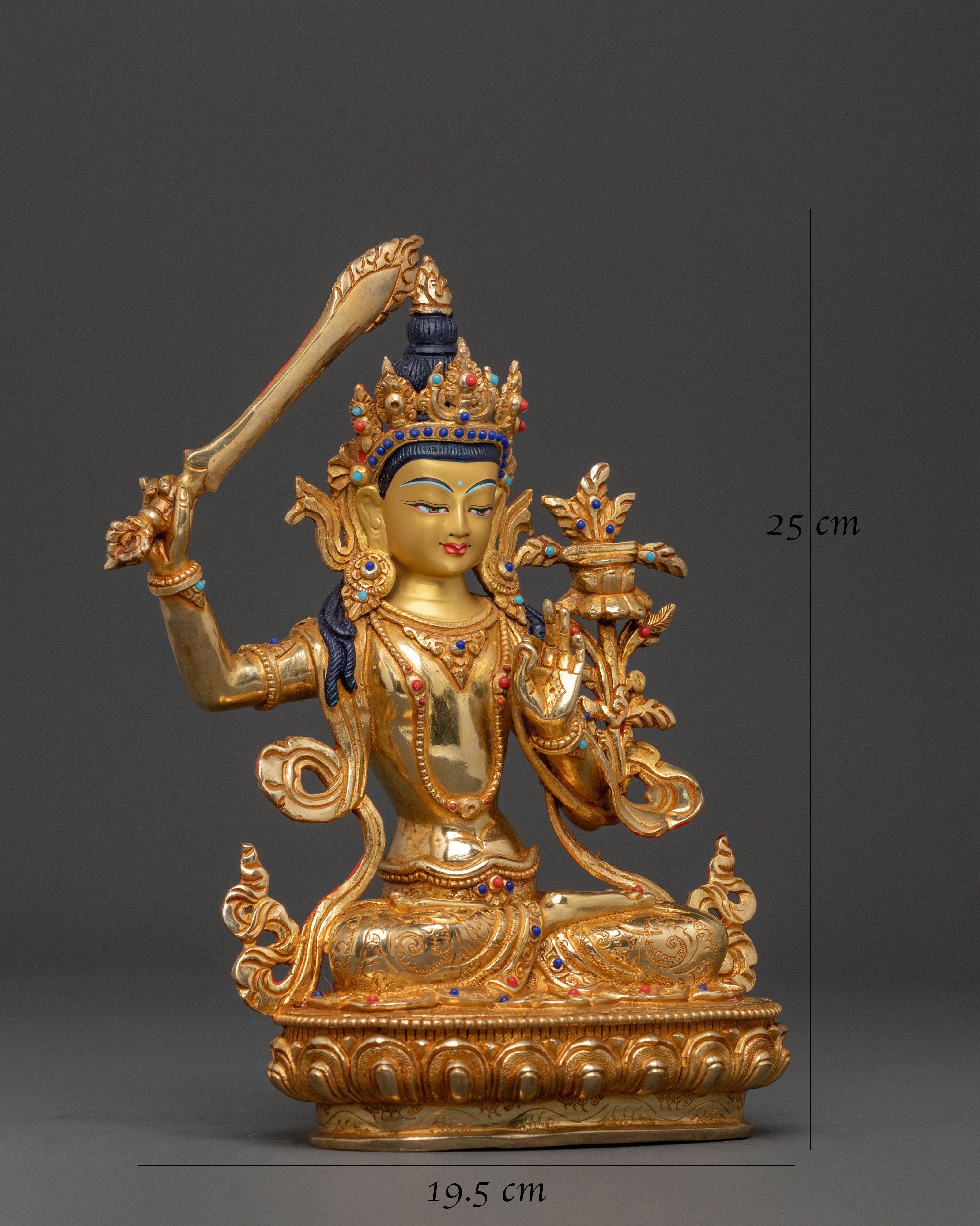 Manjushri Golden Sculpture | Bodhisattva of Wisdom