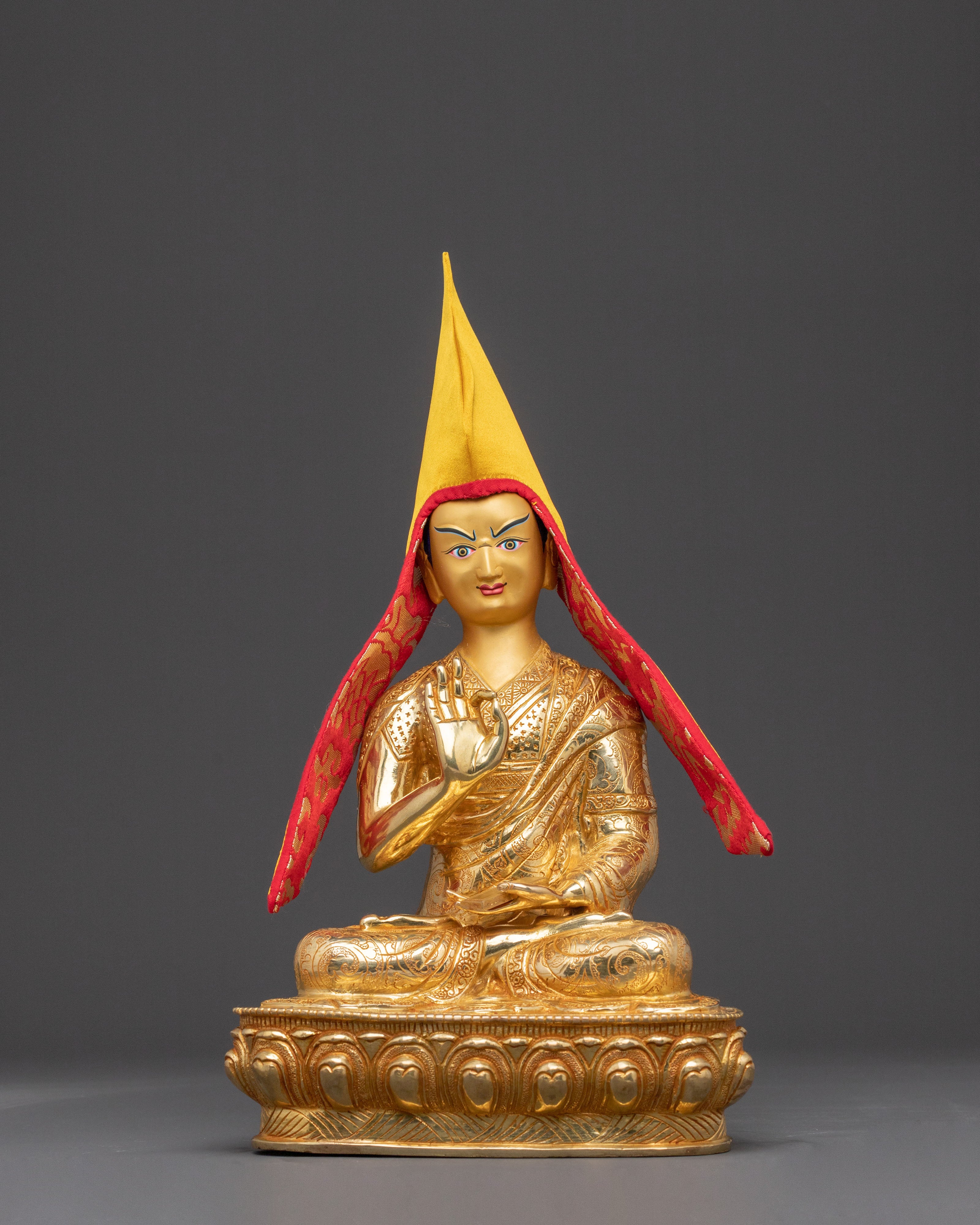 Sacred Tsongkhapa Statue Set | Sacred Meditation Teacher Sculpture