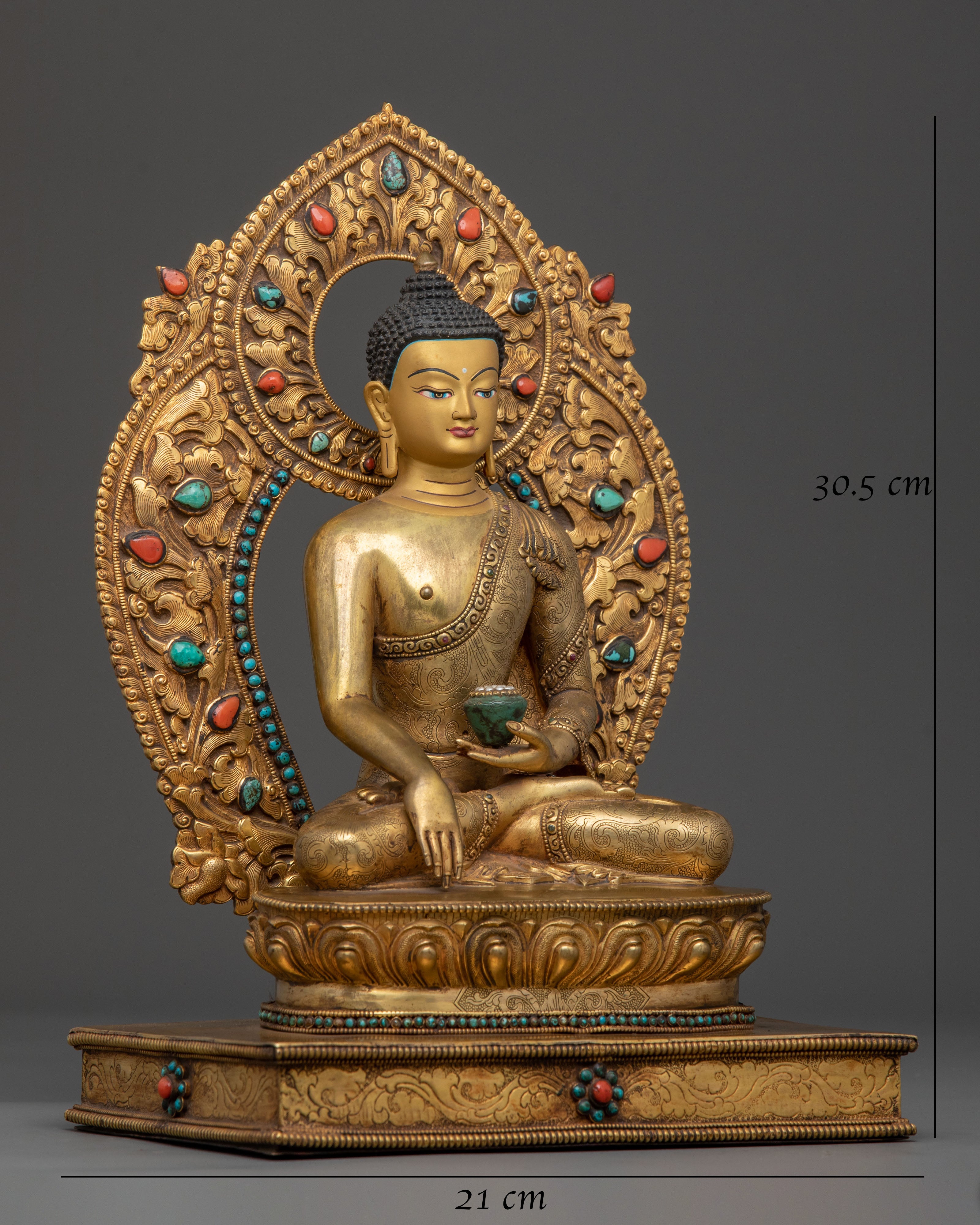 Sacred Three Buddha Handcrafted Statue Set in Premium 24K Gold
