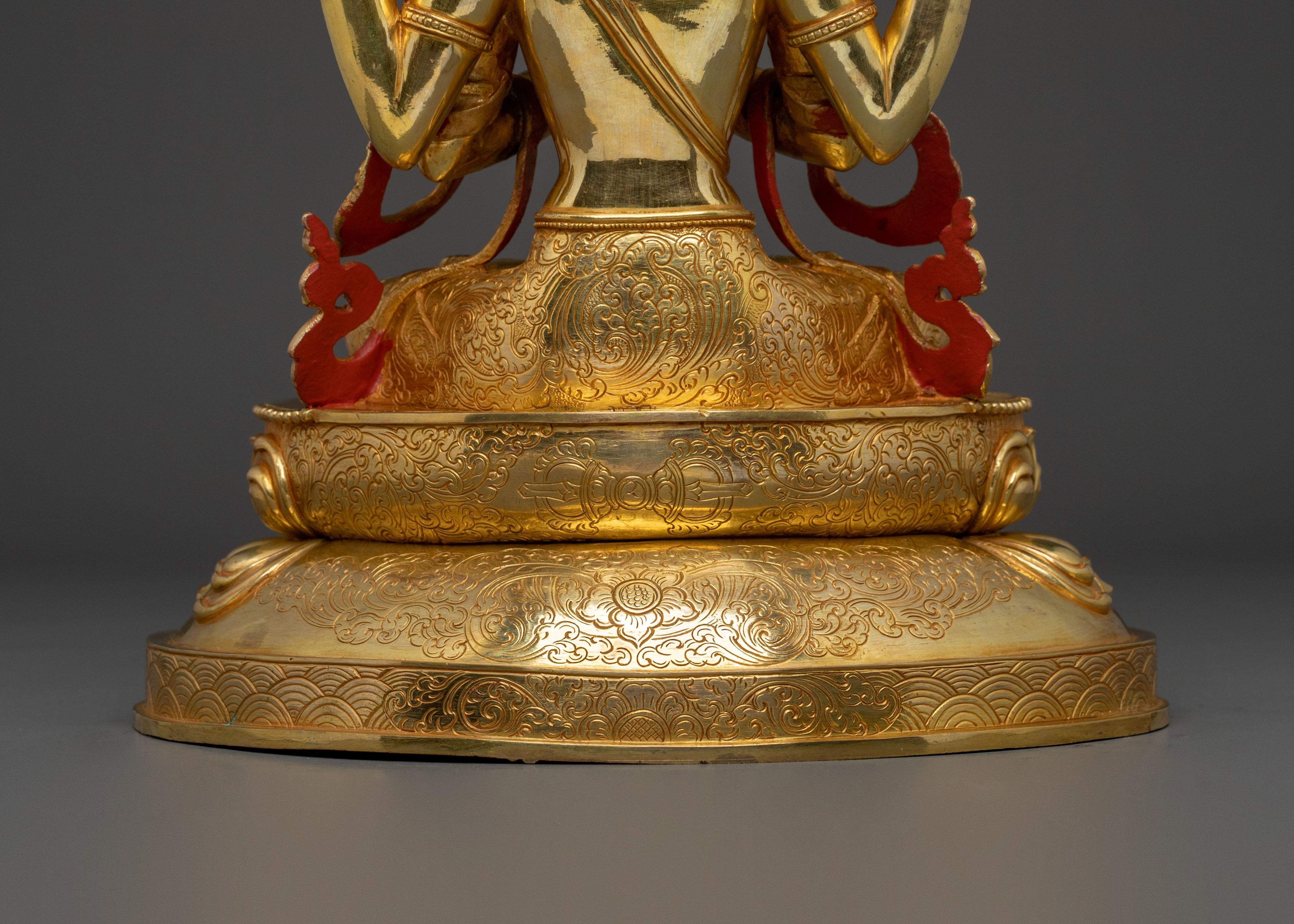 Chenrezig Sculpture | 24K Gold Gilded Bodhisattva
