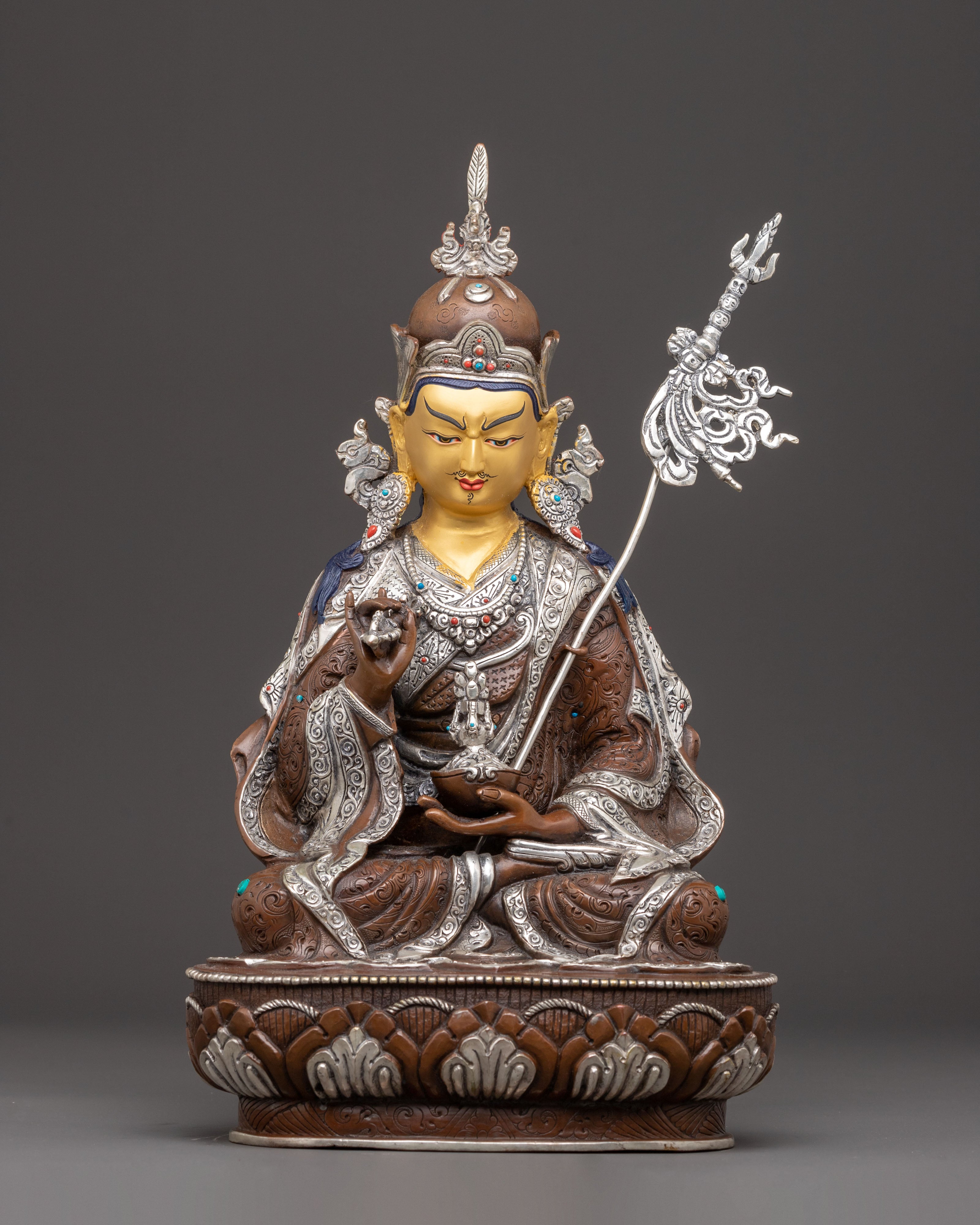 Oxidized Copper Statue of Guru Tsoyke Dorje | Traditional Artwork
