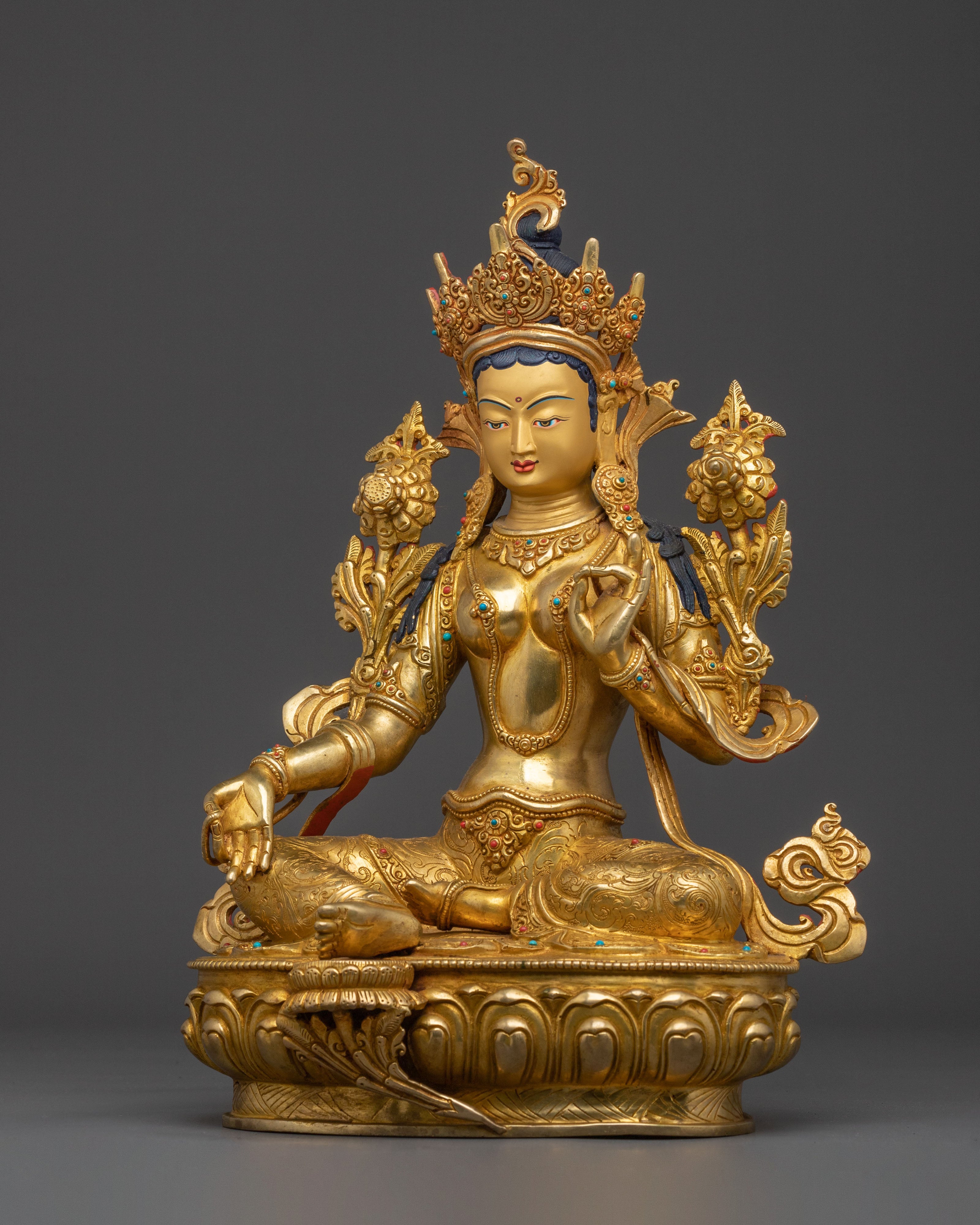Handmade Green Tara Sculpture | Tibetan Goddess