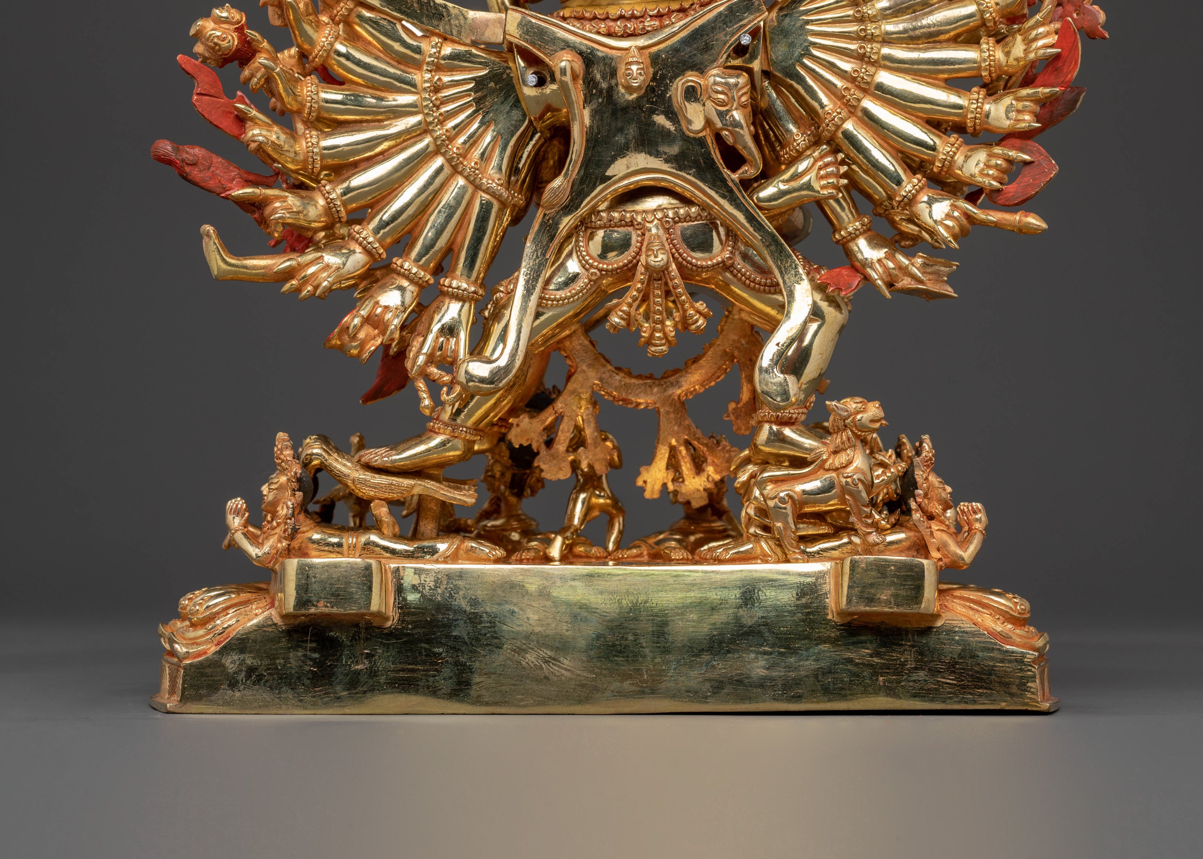 Sacred Yamantaka Statue: Hand-Gilded Copper Artistry