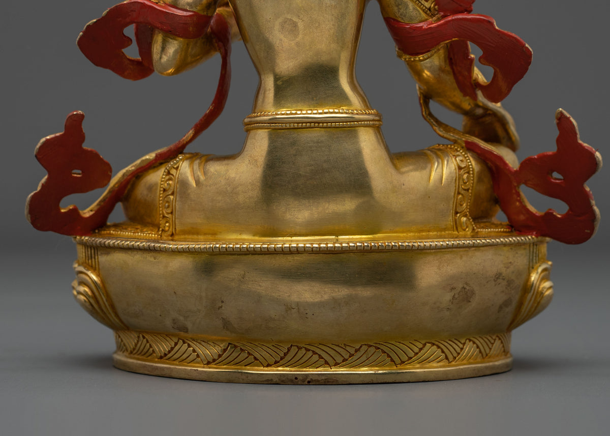 Green Tara Statue: 24K Gold Gilded