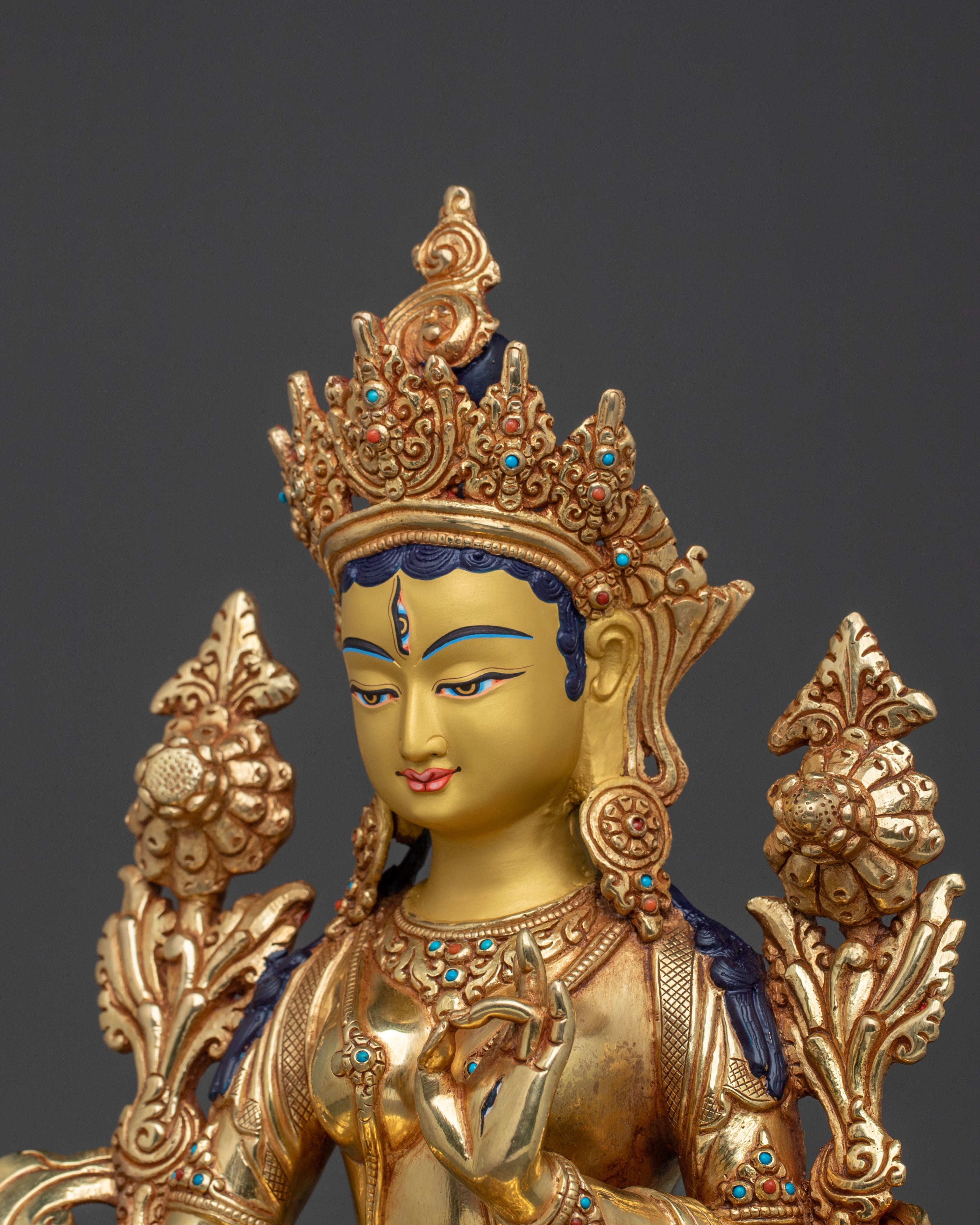 Handmade White Tara Goddess Sculpture | Meditation Altar Decor