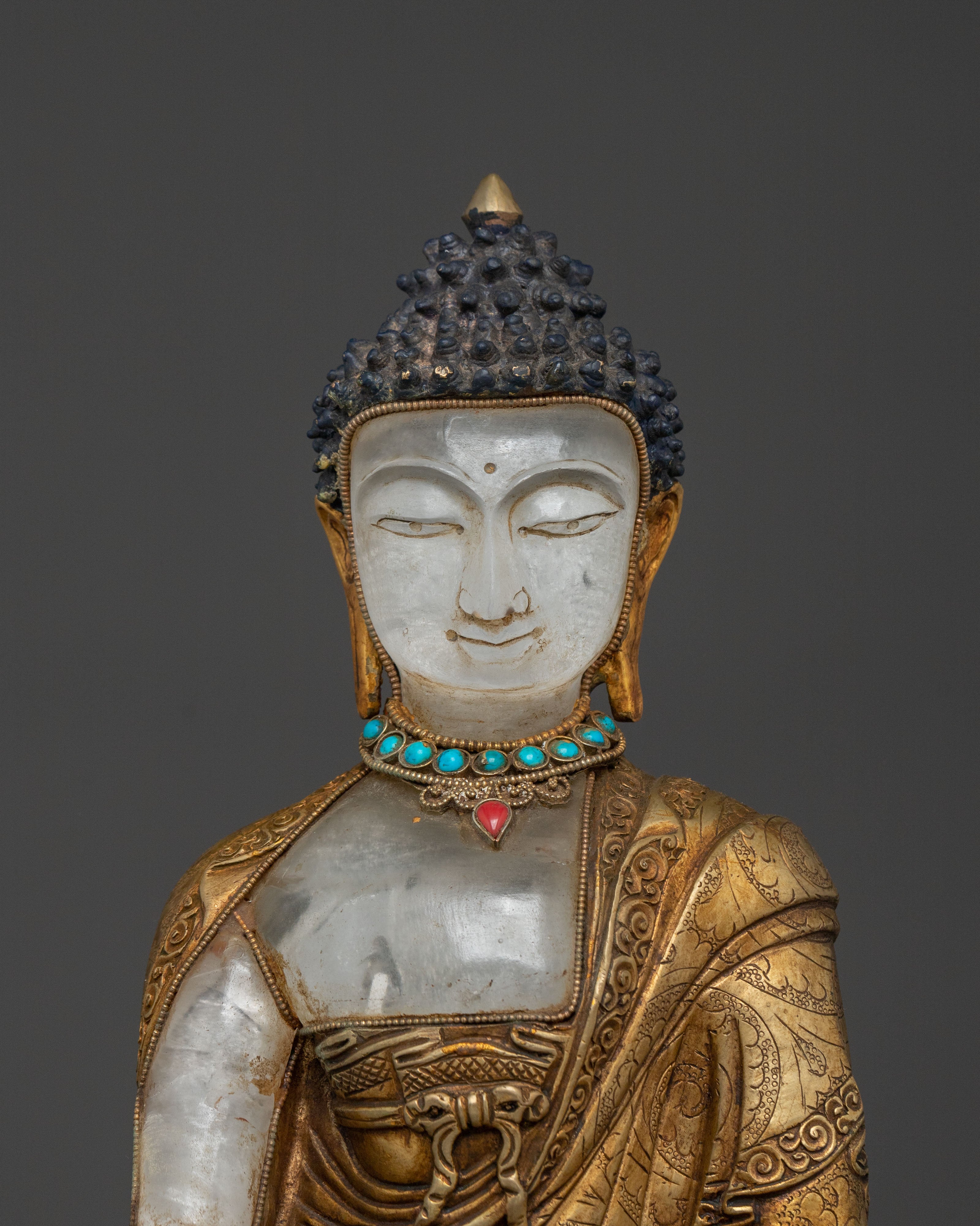 Shakyamuni Buddha On Throne Handcrafted Statue