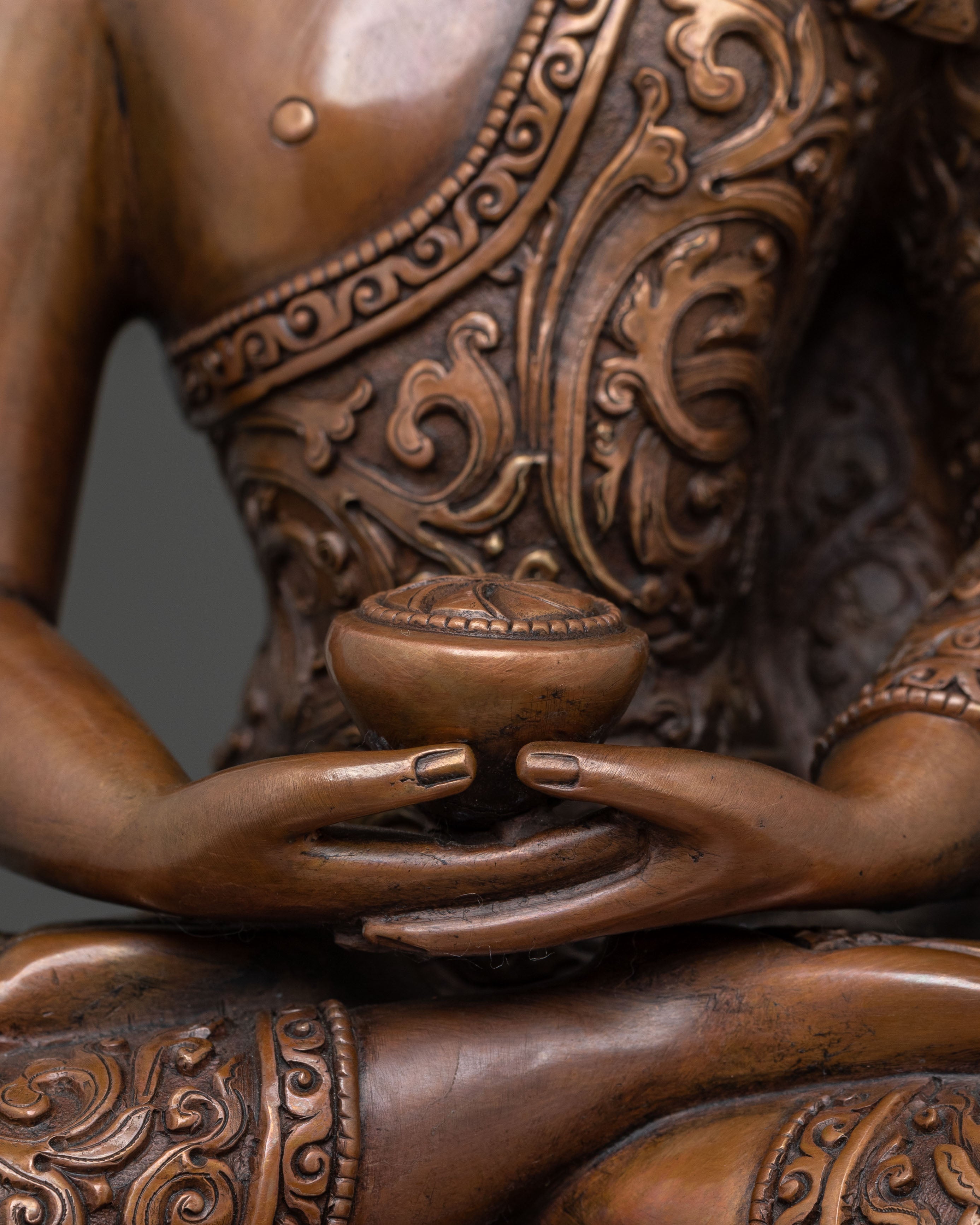 Amitabha Buddha Serene Compassion Statue in Oxidized Copper