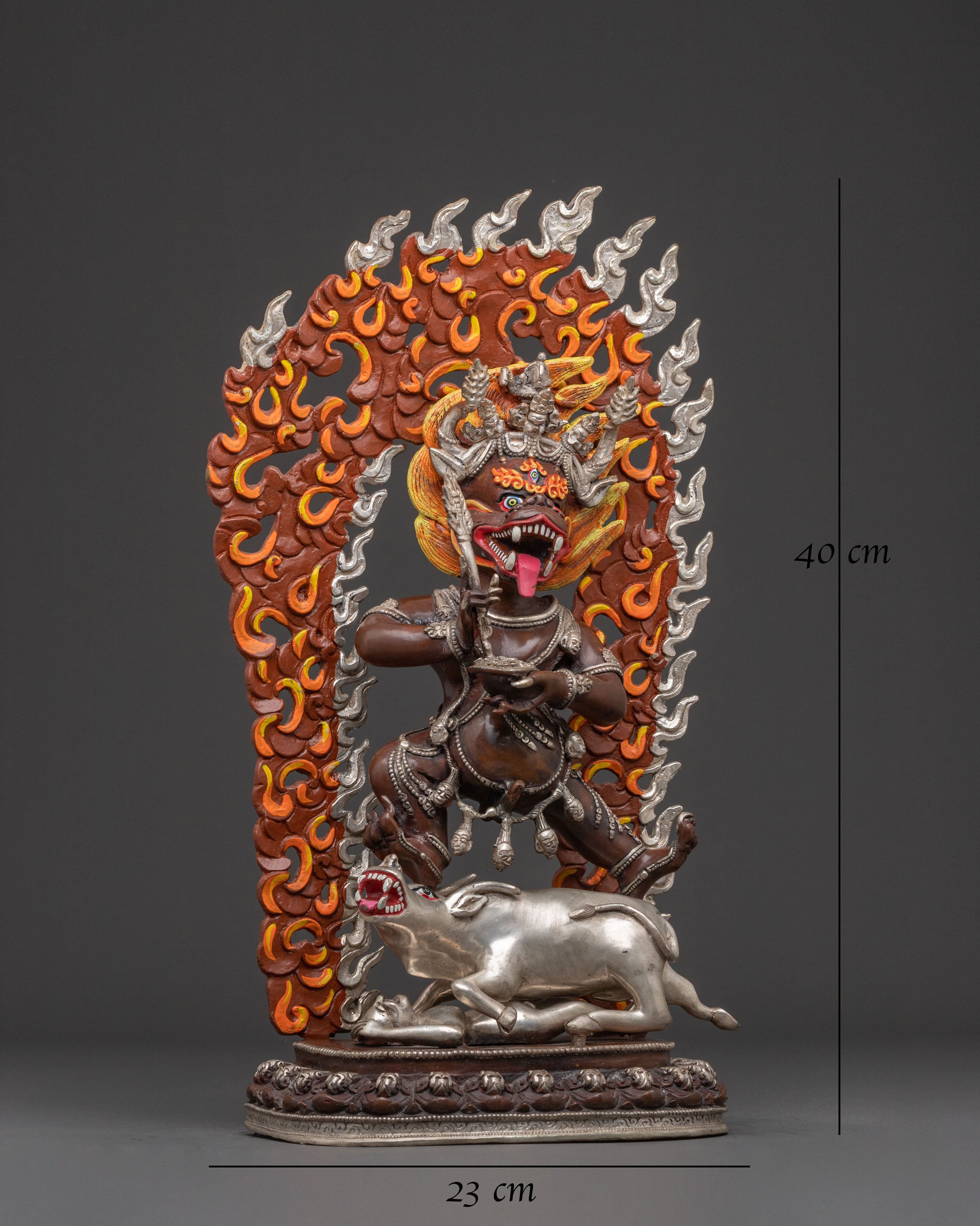 Yama Dharmaraja Sacred Copper Statue: Oxidized Artistry