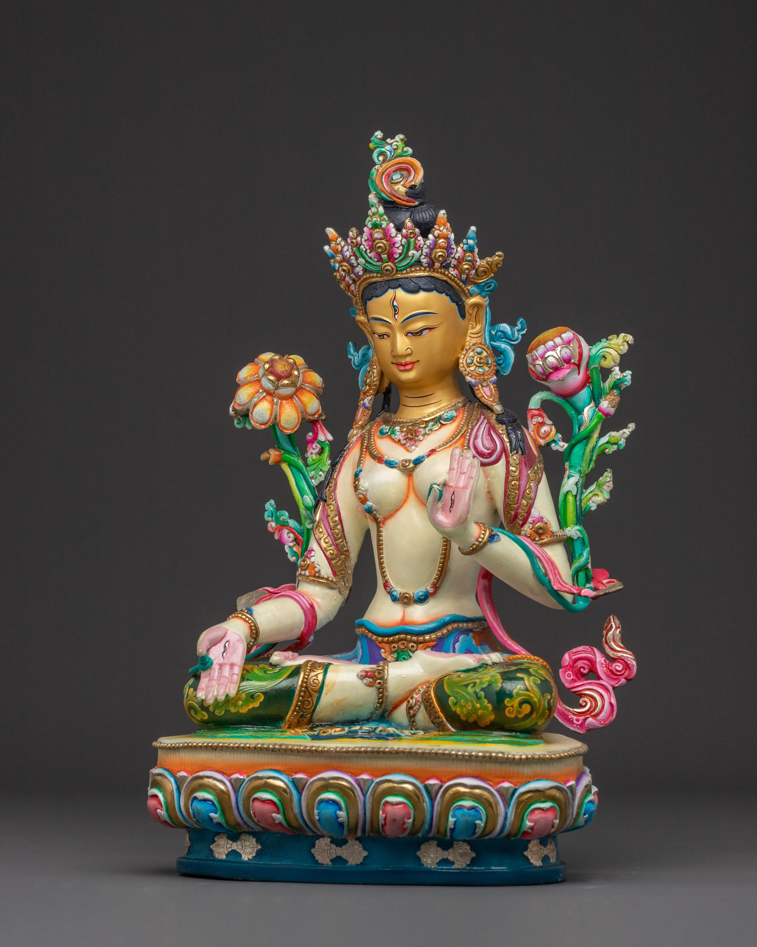 White Tara Statue – Hand-Gilded Copper