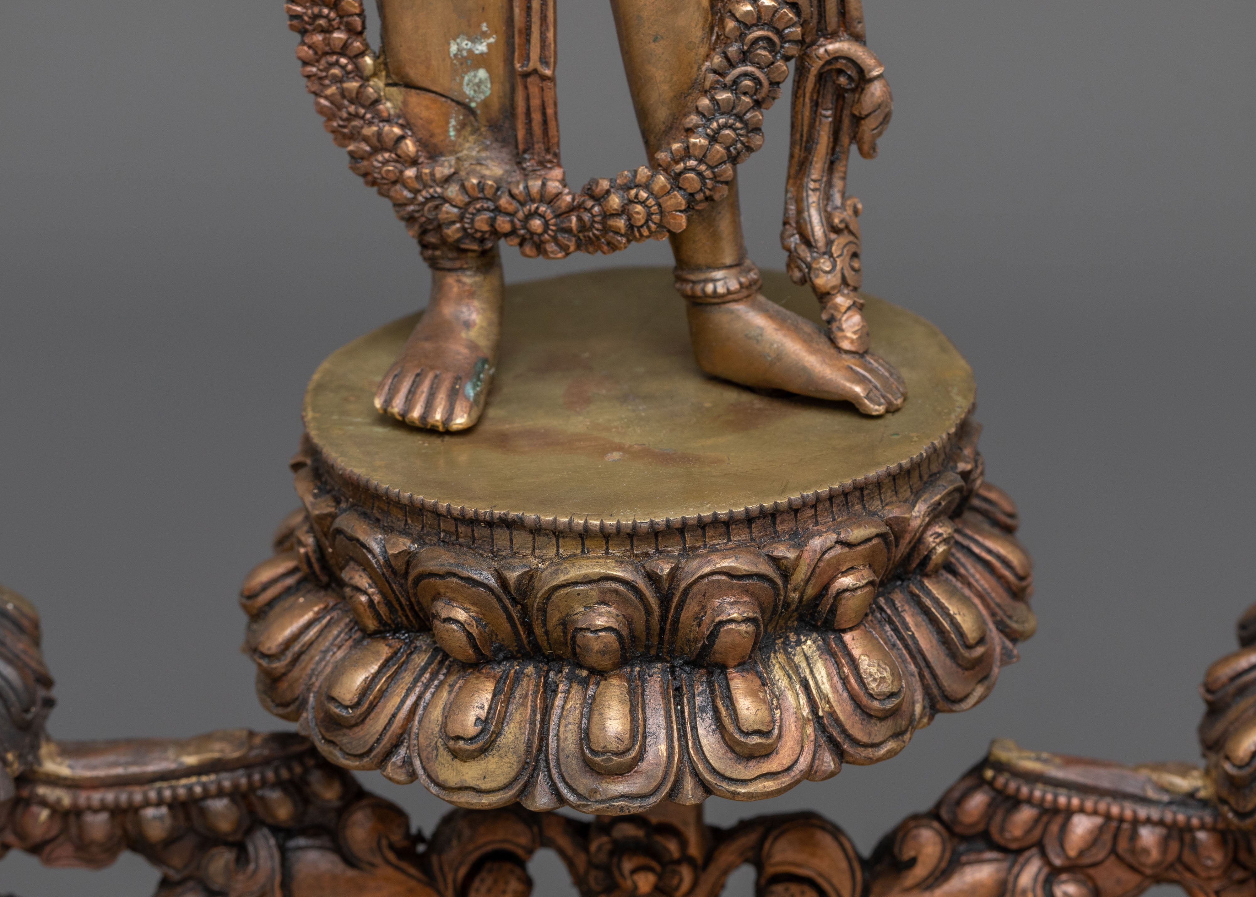 Handmade Lokeshwor Statue Set | Oxidized Copper