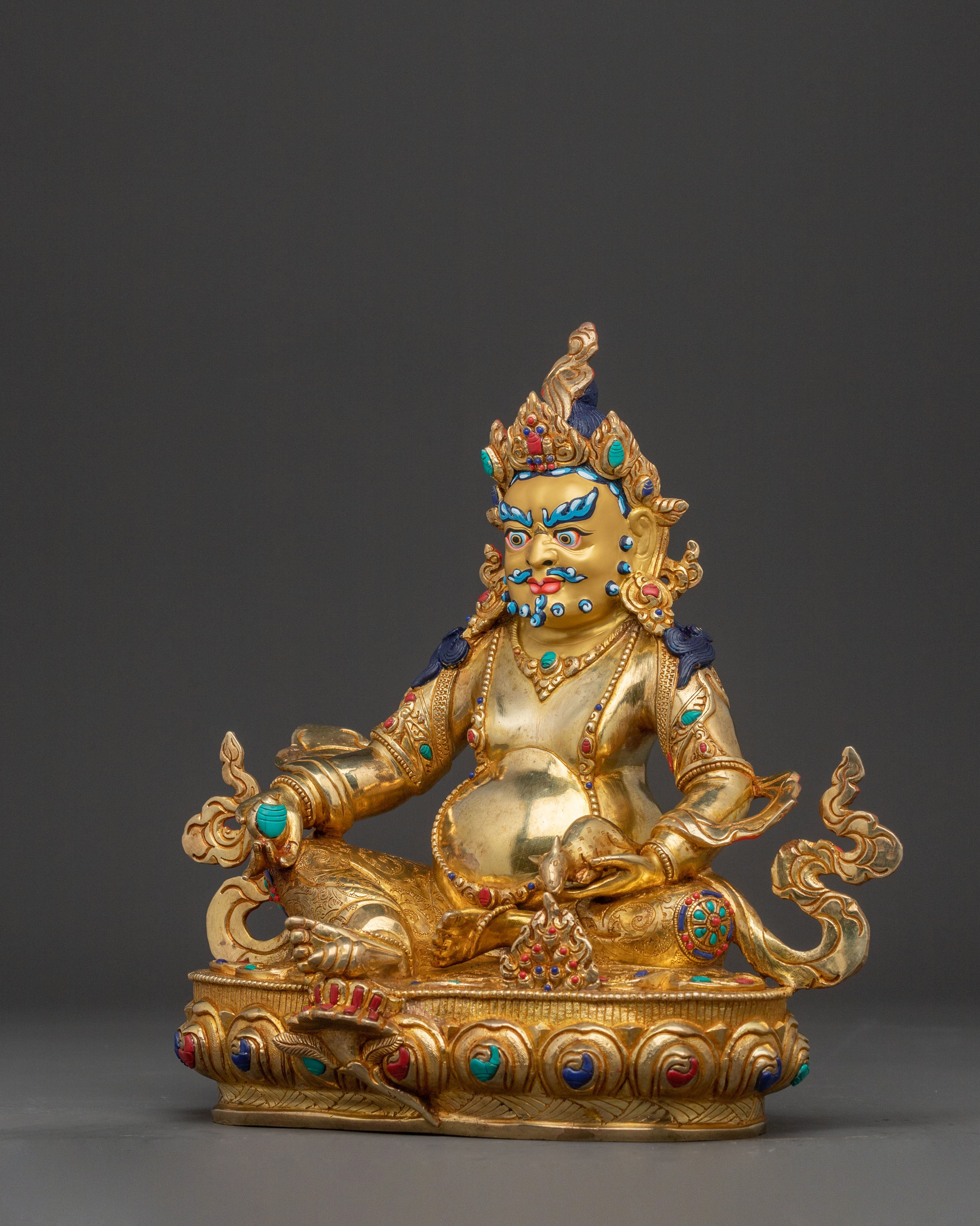 Dzambhala Prosperity God Statue | 24K Gold Gilded Copper Statue