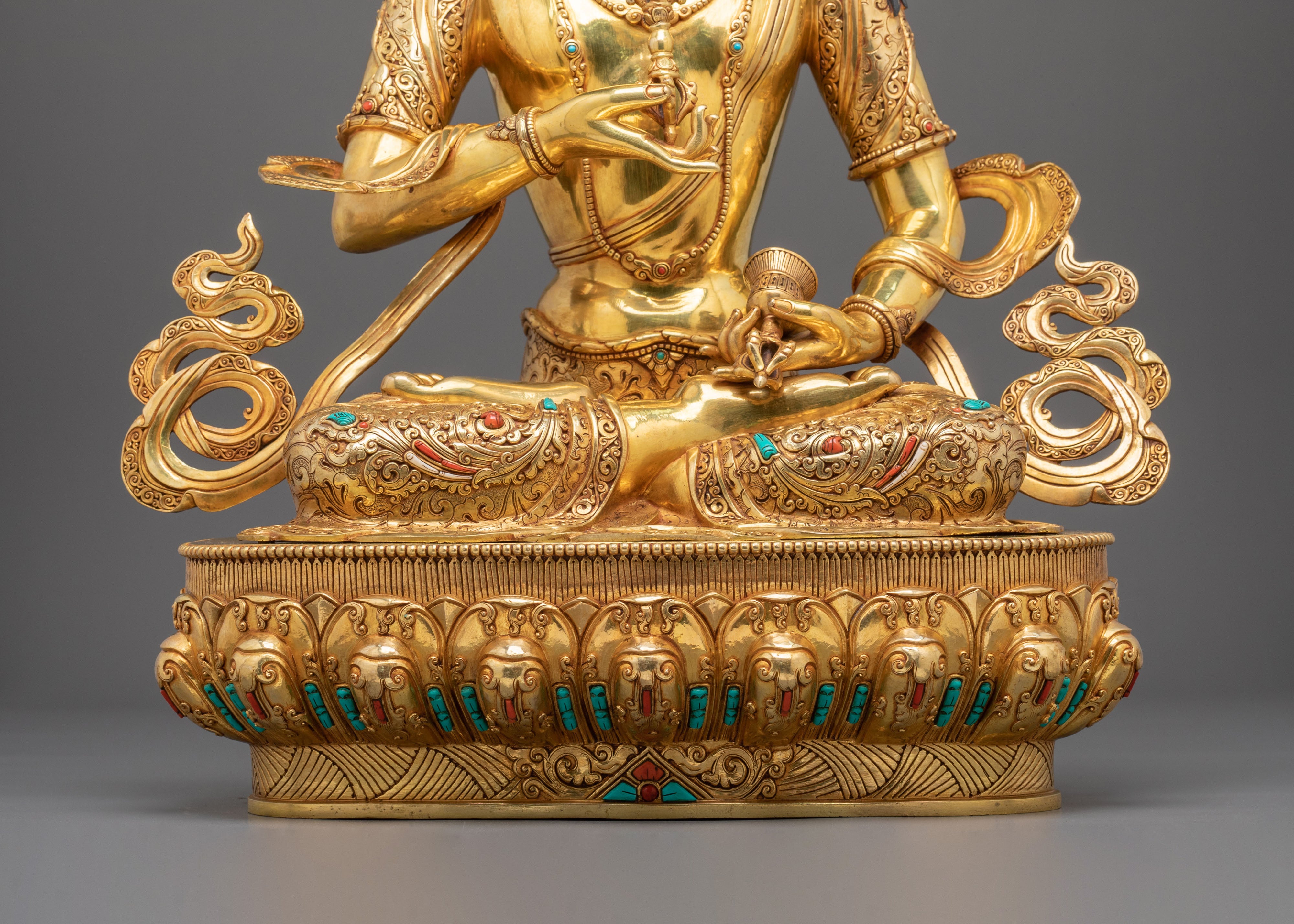 Vajrasattva Statue | Gemstones Adorned 24K Gold Gilded Figurine