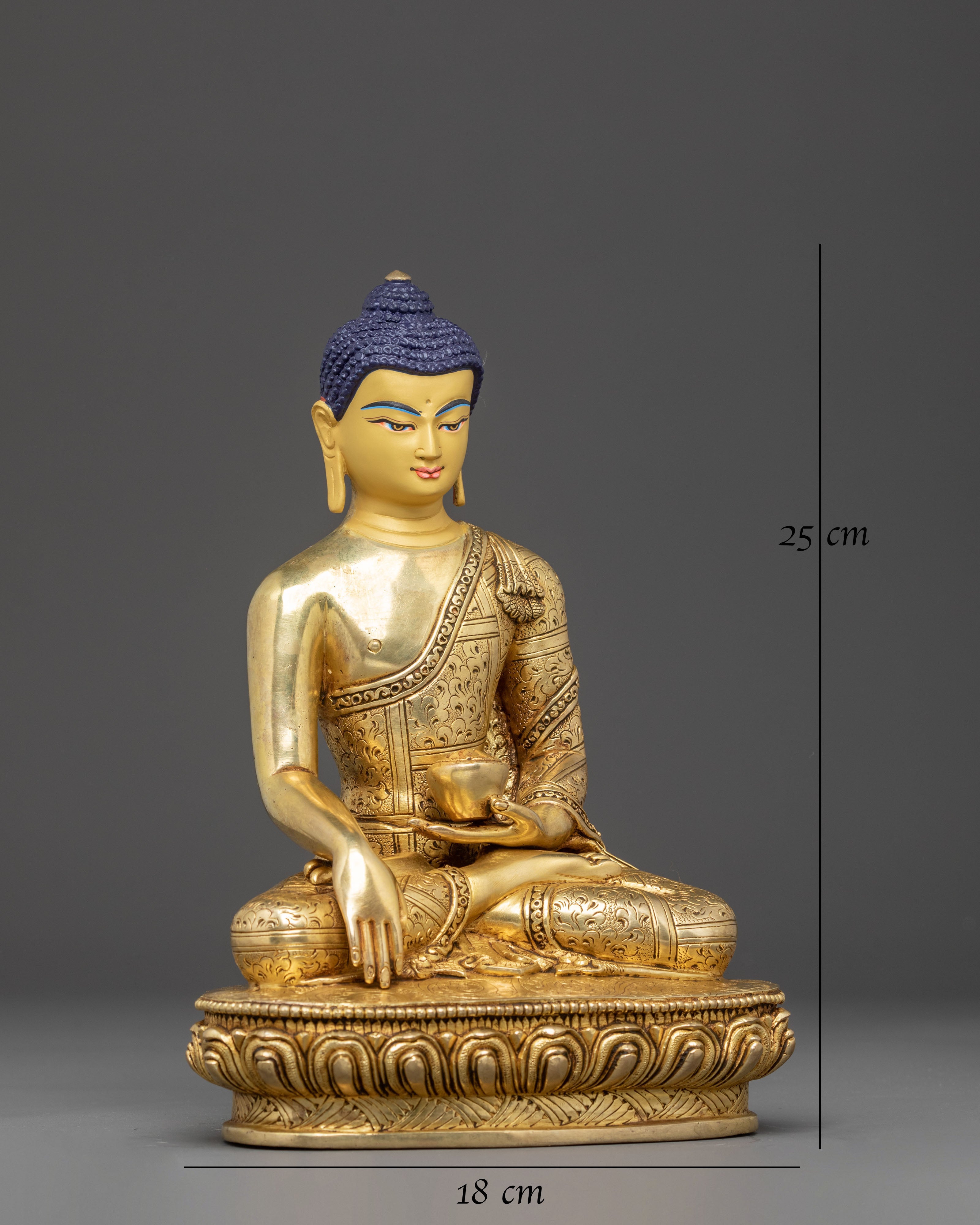 Handcrafted Copper Sculpture of Buddha Shakyamuni