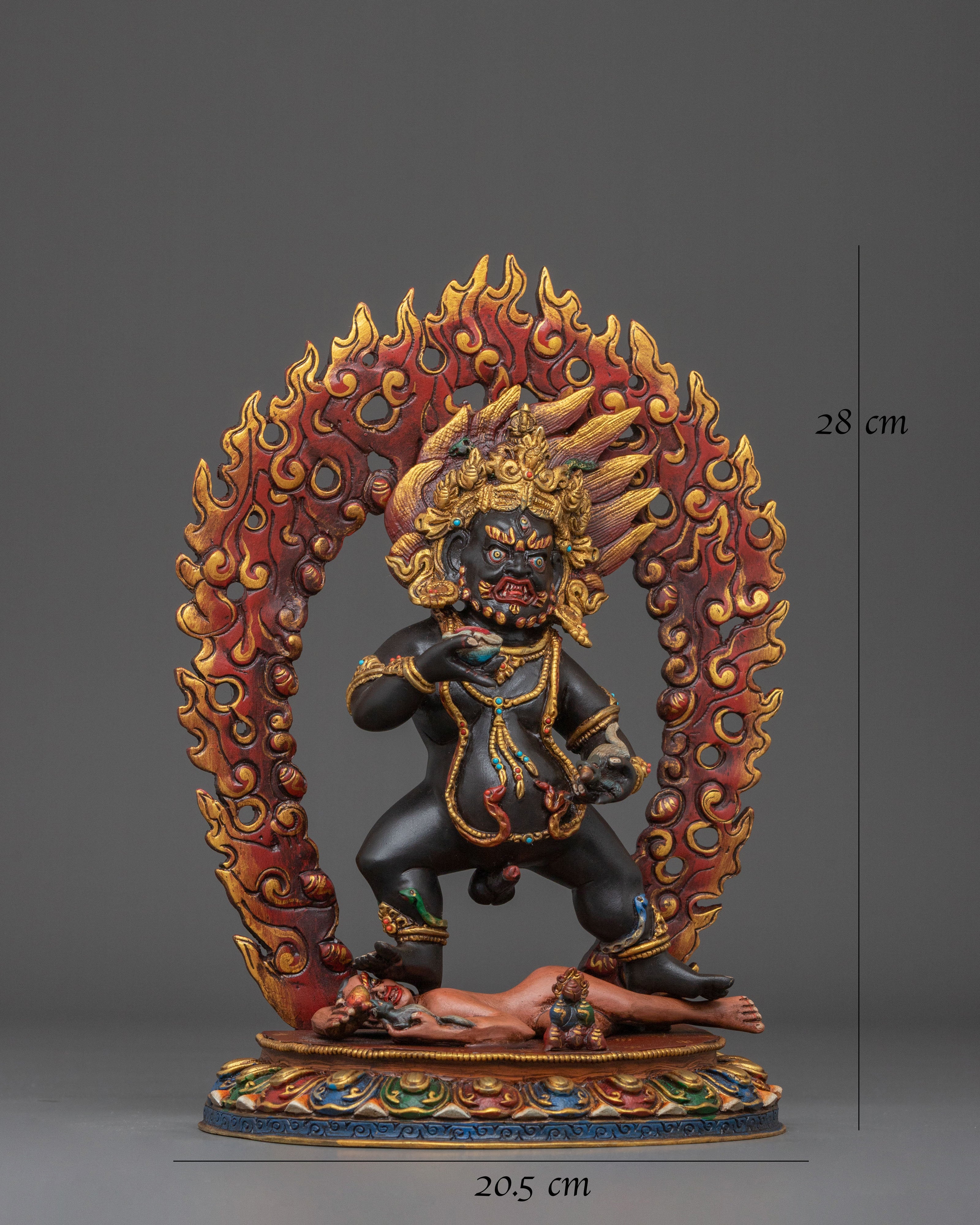 Black Dzambhala Sacred Statue: Buddhist Wealth Deity