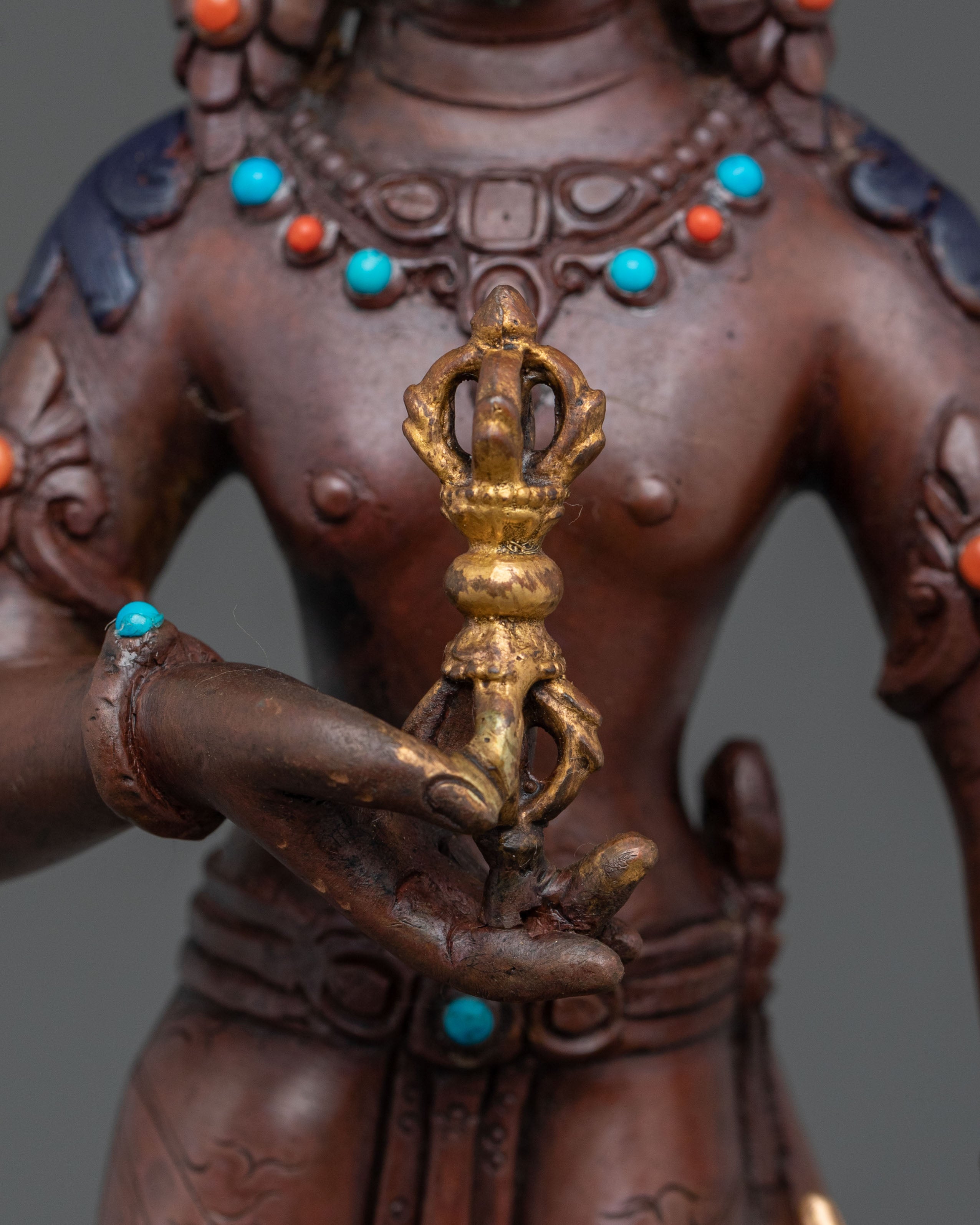 Peaceful Vajrapani Oxidized Statue | Tibetan Buddhist Guardian