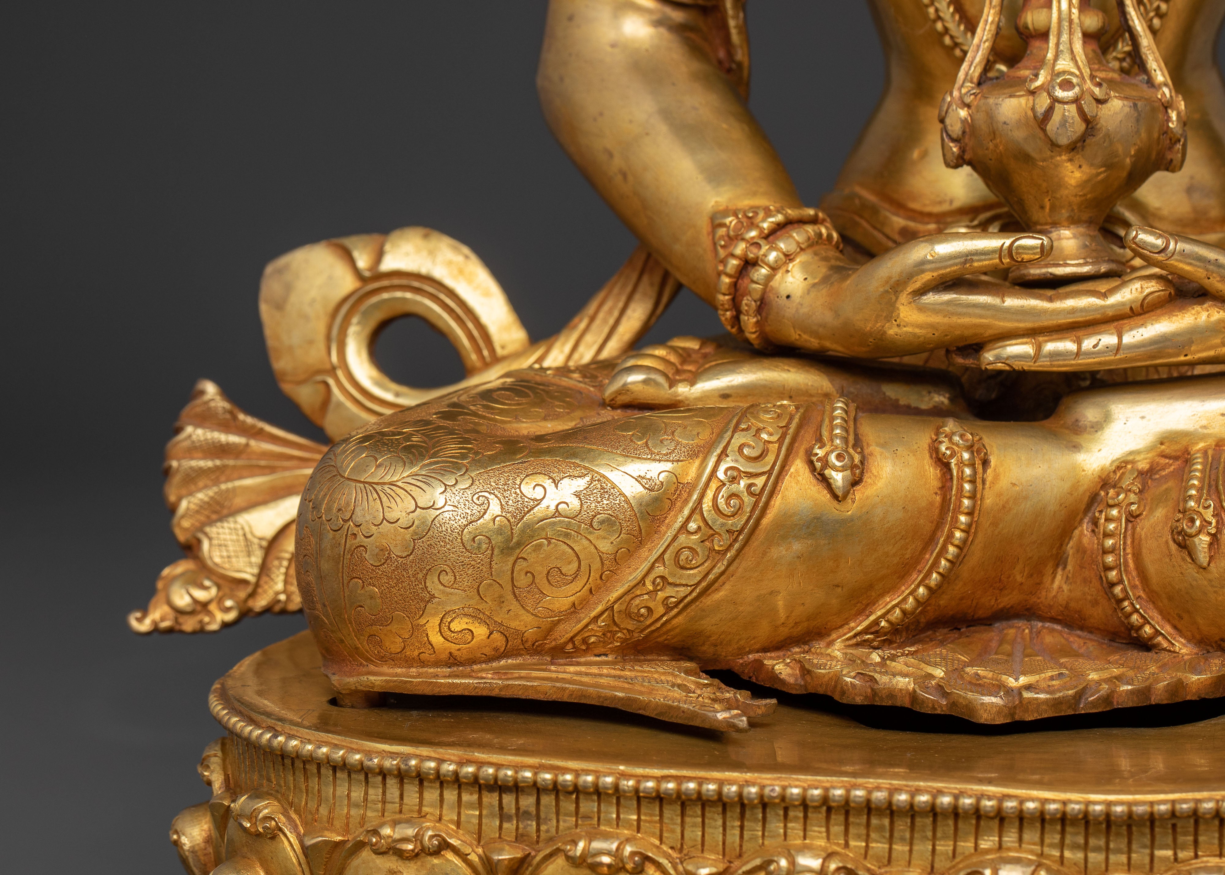 Golden Handmade Statue of Bodhisattva Amitayus | Buddhist Artwork