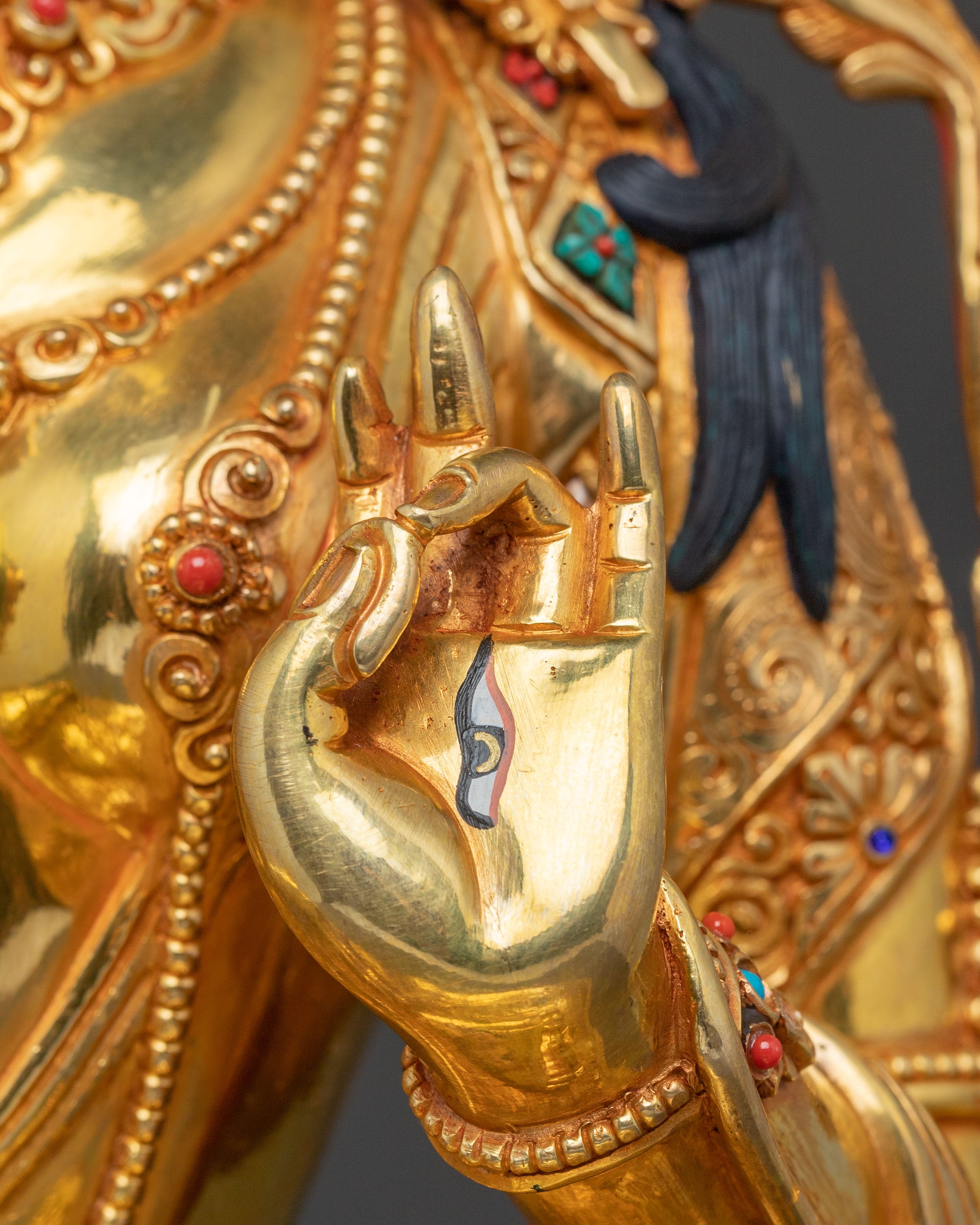 Handcrafted Divine Statue of White Tara with 24K Gold Gilding