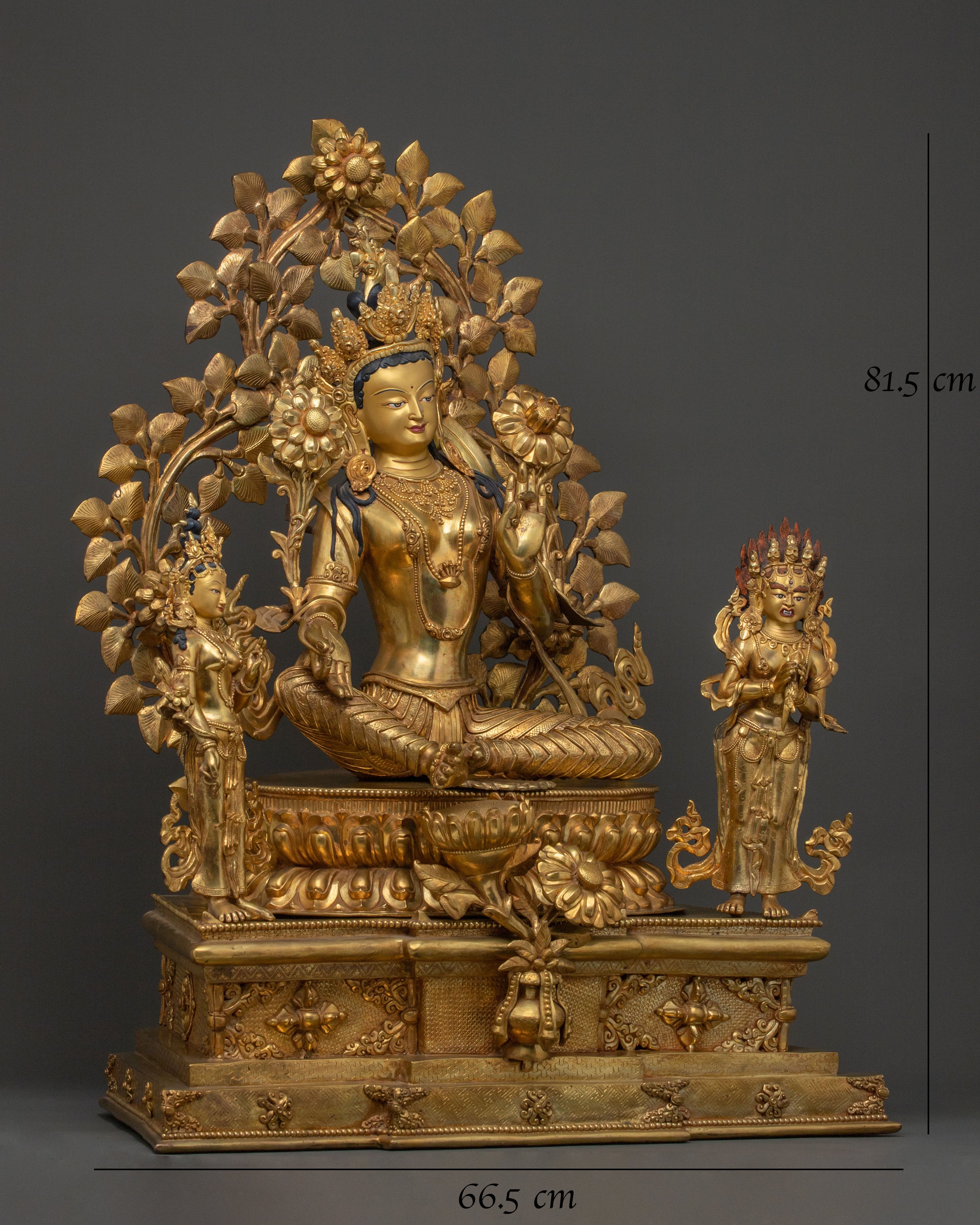 Green Tara On Throne: Goddess of Compassion, Healing & Protection