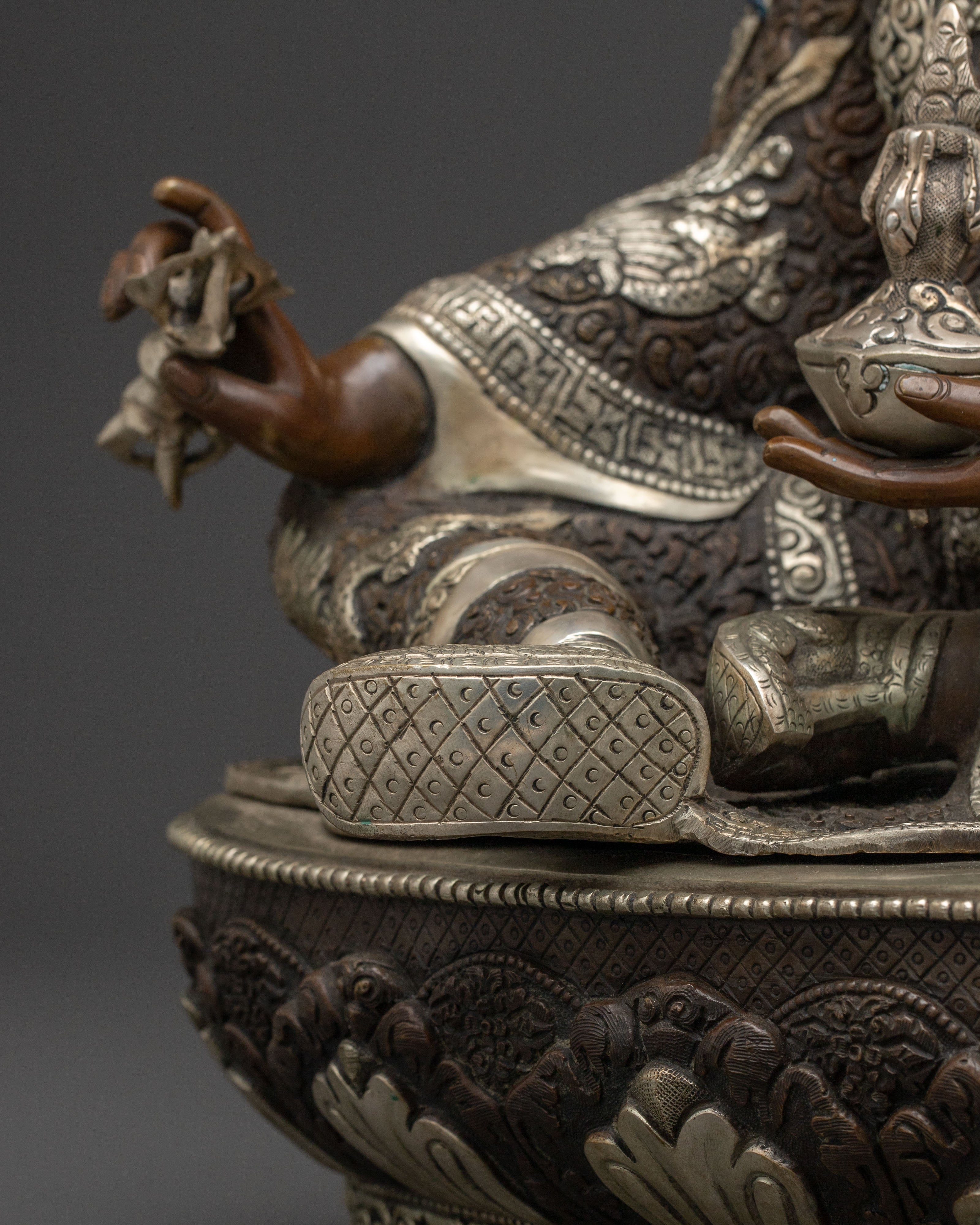 Padmasambhava Copper Statue for Altars – Hand-Gilded Serenity