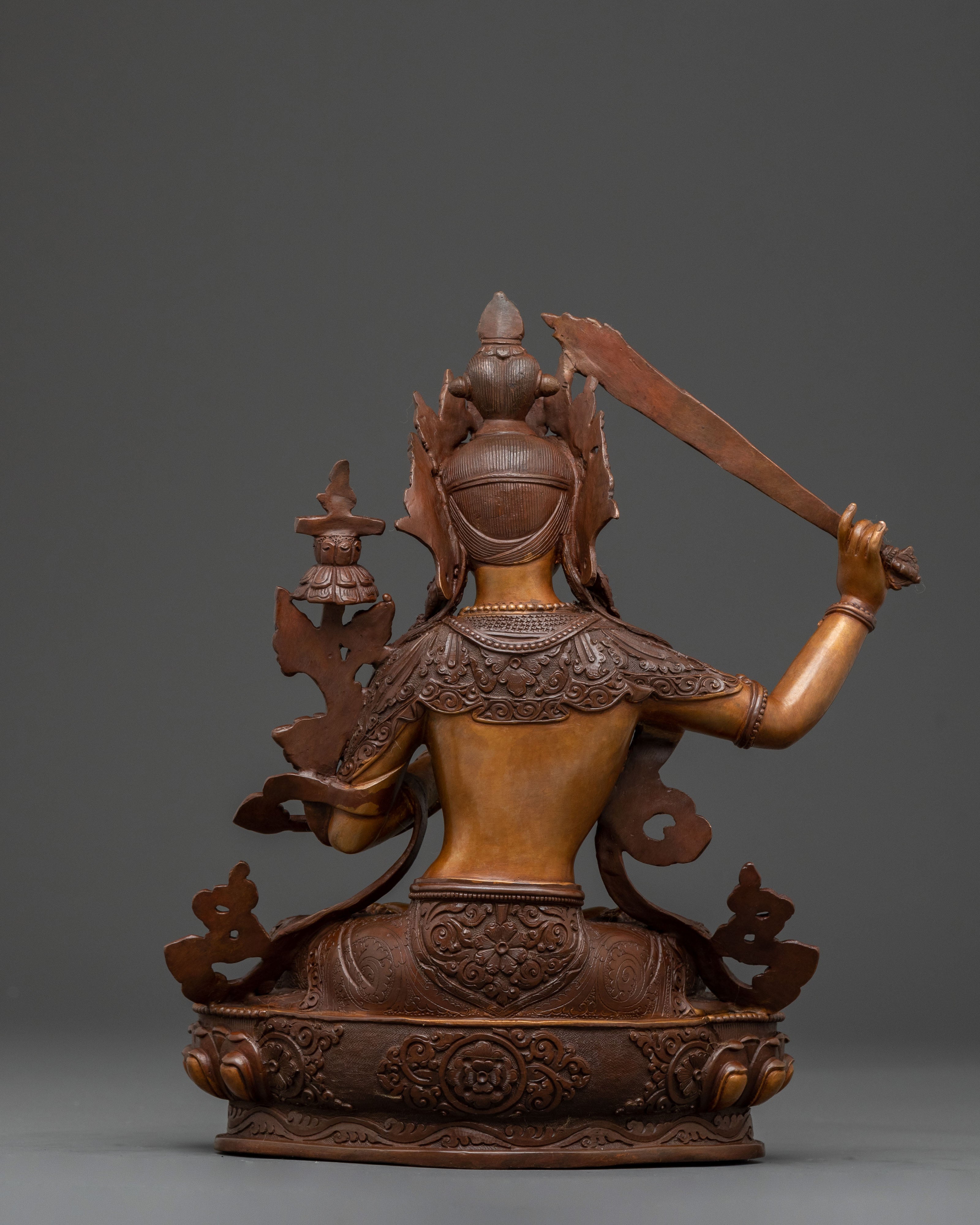 Manjushri Statue of Wisdom and Clarity – Oxidized Copper Statue