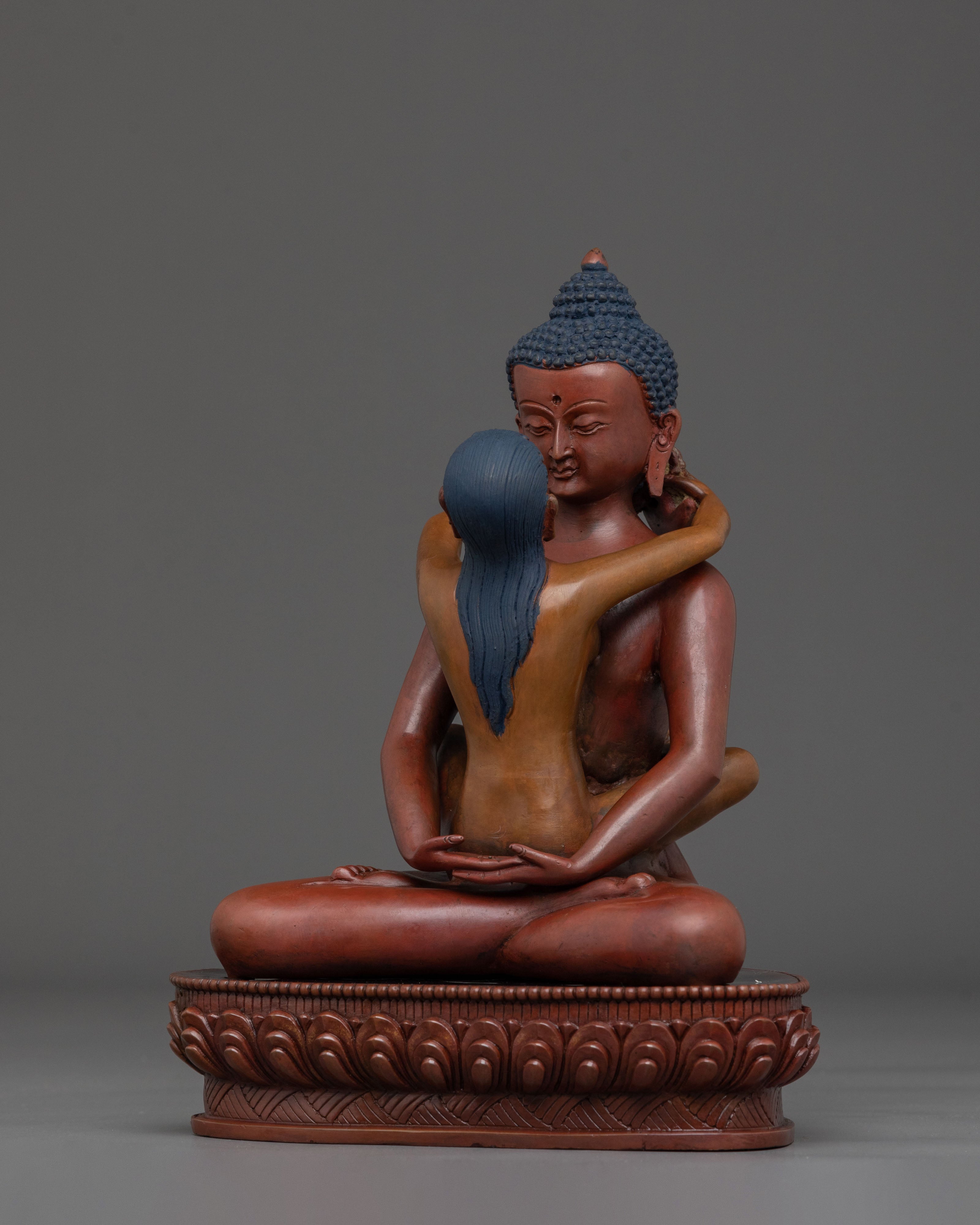 Samantabhadra with Consort Statue | Oxidized Copper Body