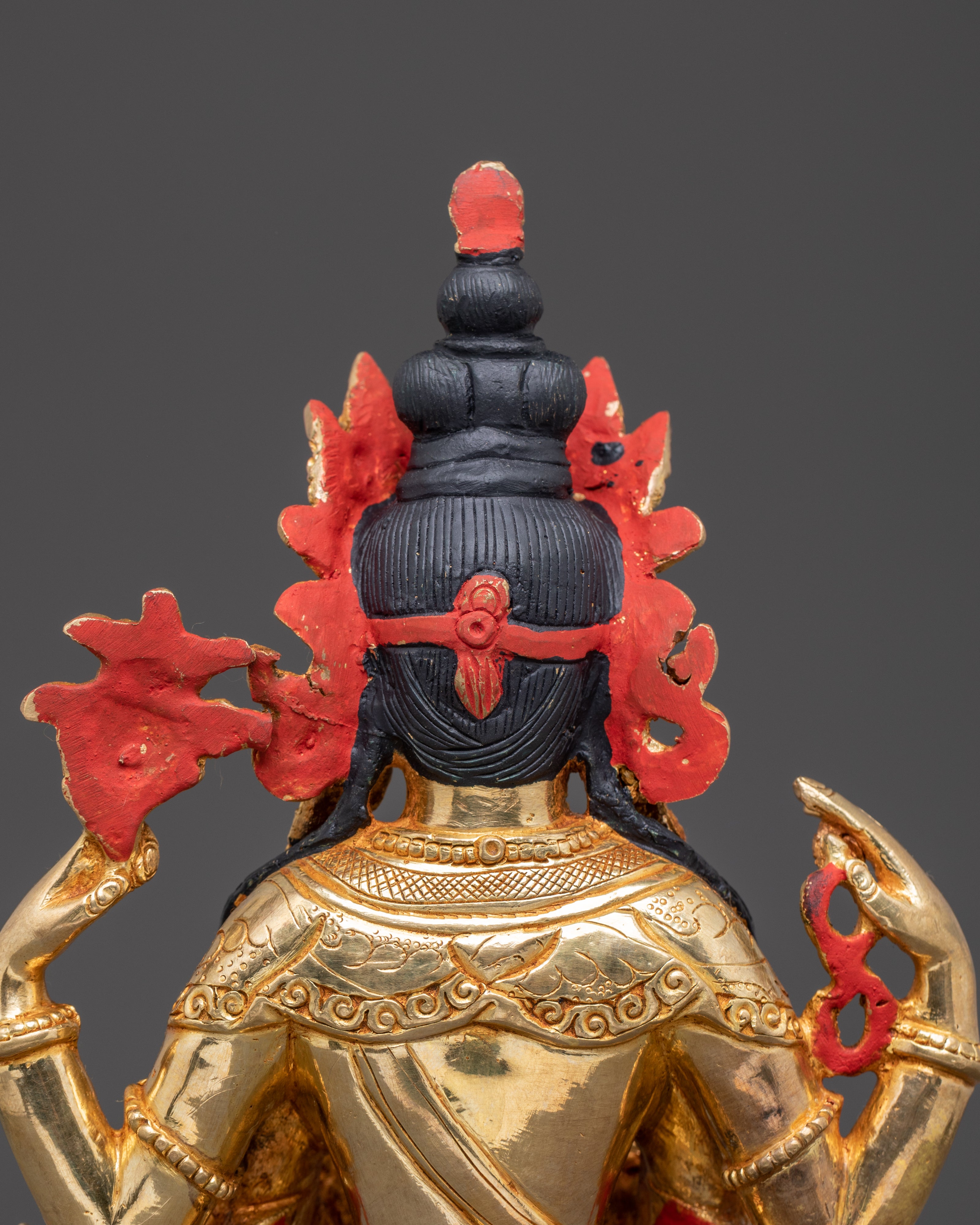 Handcrafted Copper Statue of Four-Armed Chenrezig