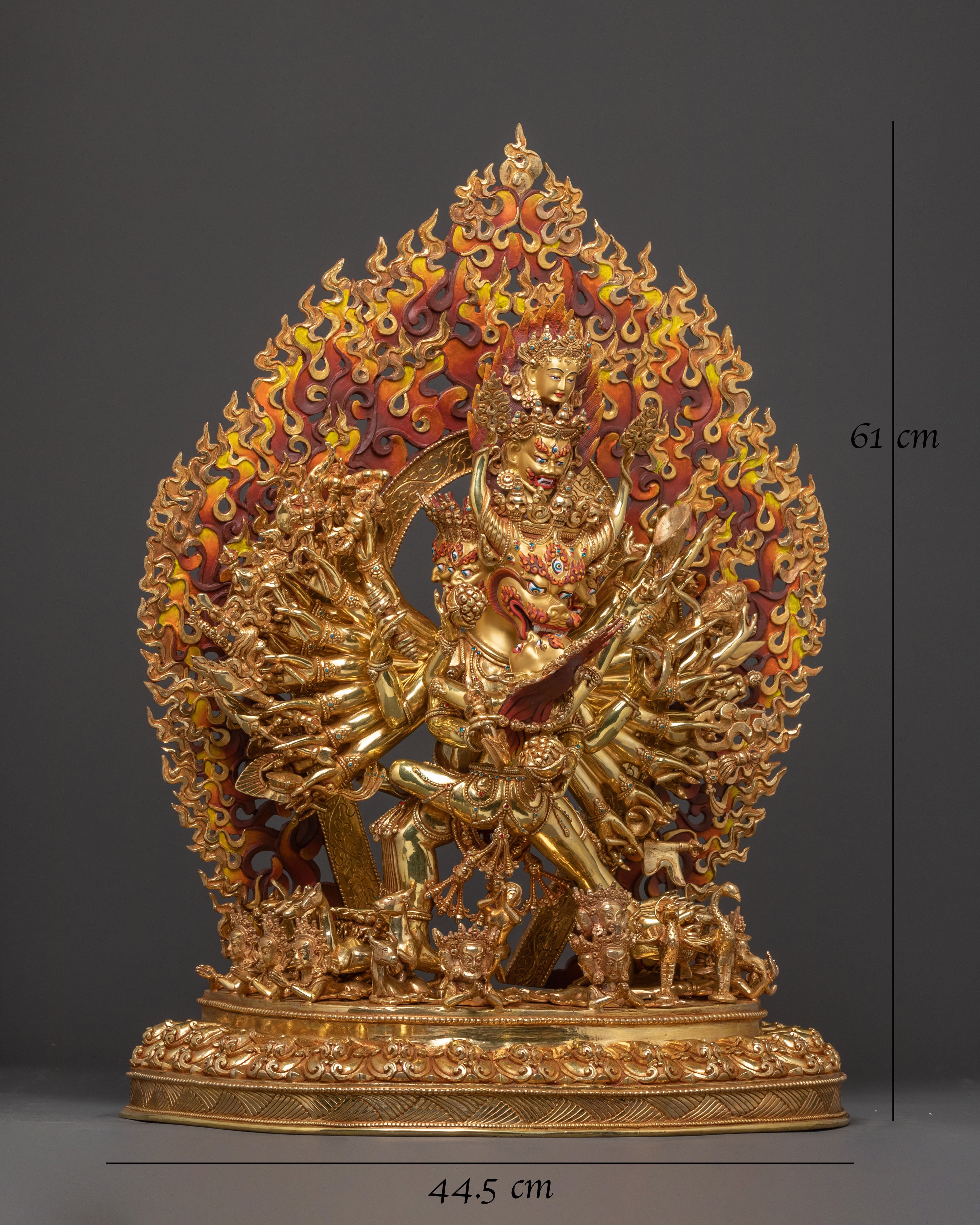 Powerful Yidam Yamantaka Statue – 24K Gold Gilded Masterpiece