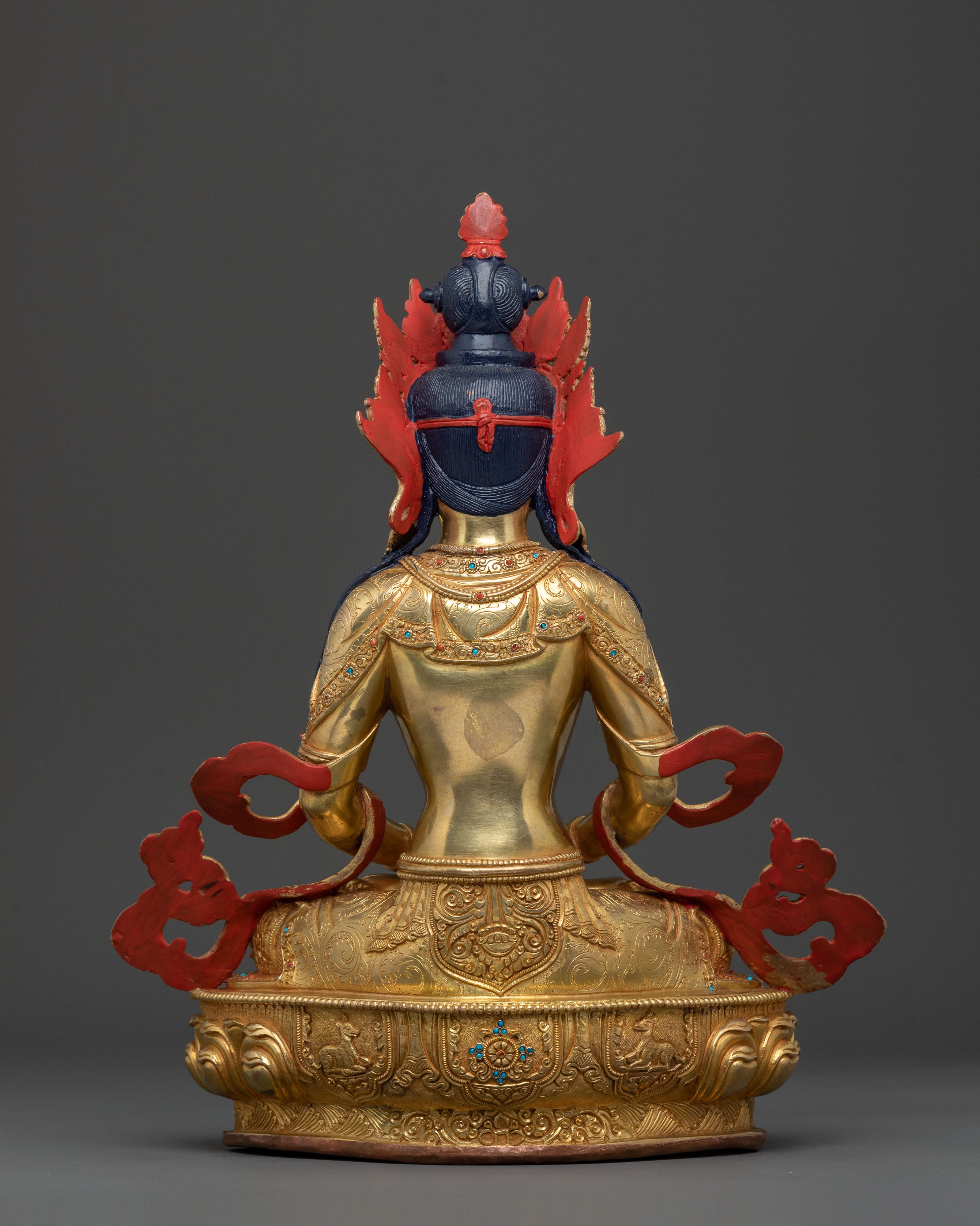 Amitayus Long Life Deity Sculpture | 24K Gold Gilded