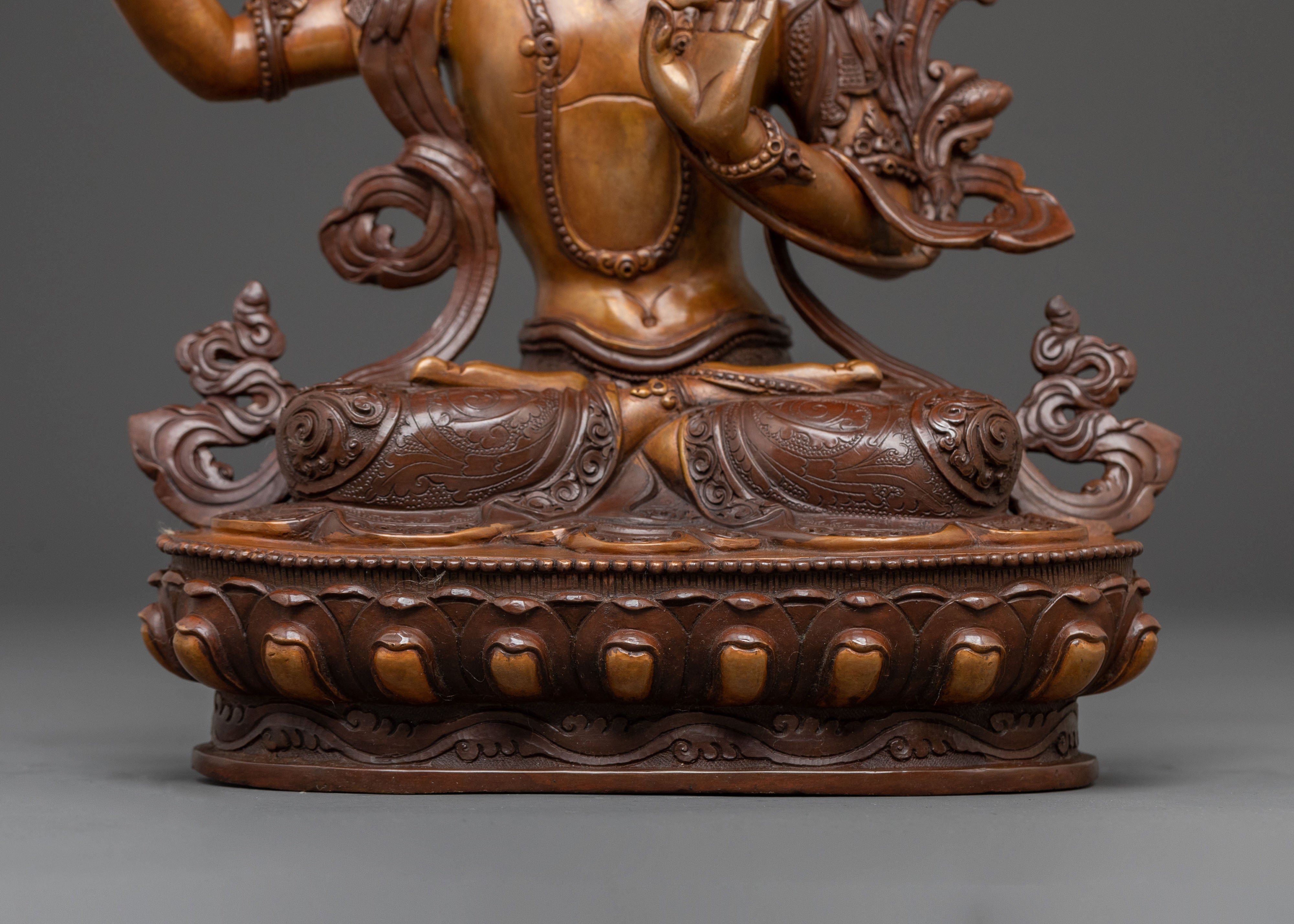 Manjushri Statue of Wisdom and Clarity – Oxidized Copper Statue