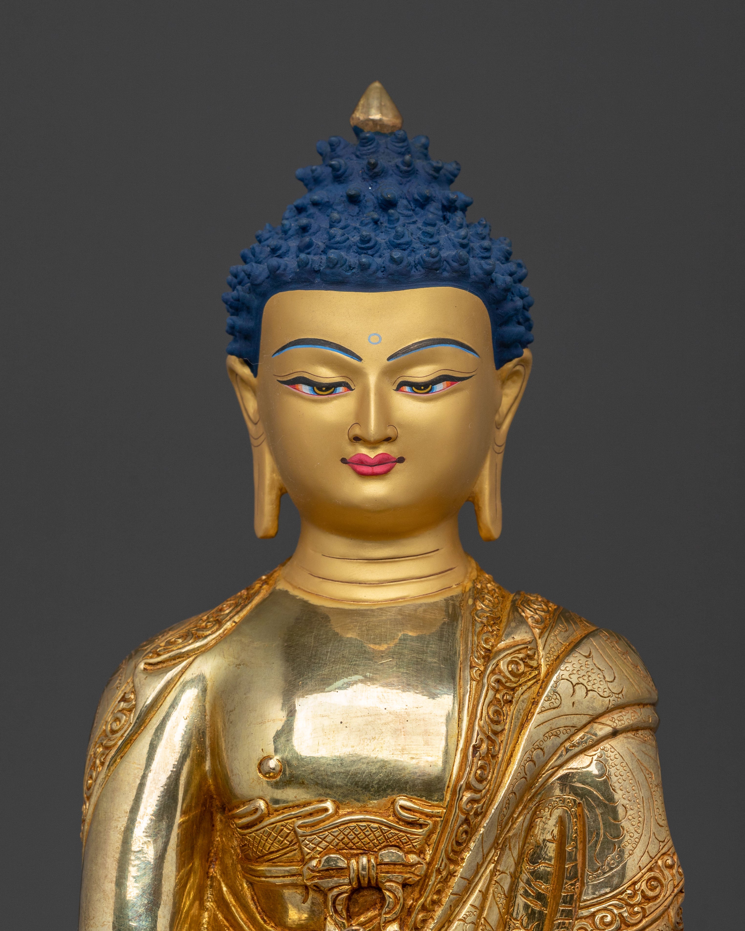 Handmade Medicine Buddha Sculpture | 24K Gold Gilded