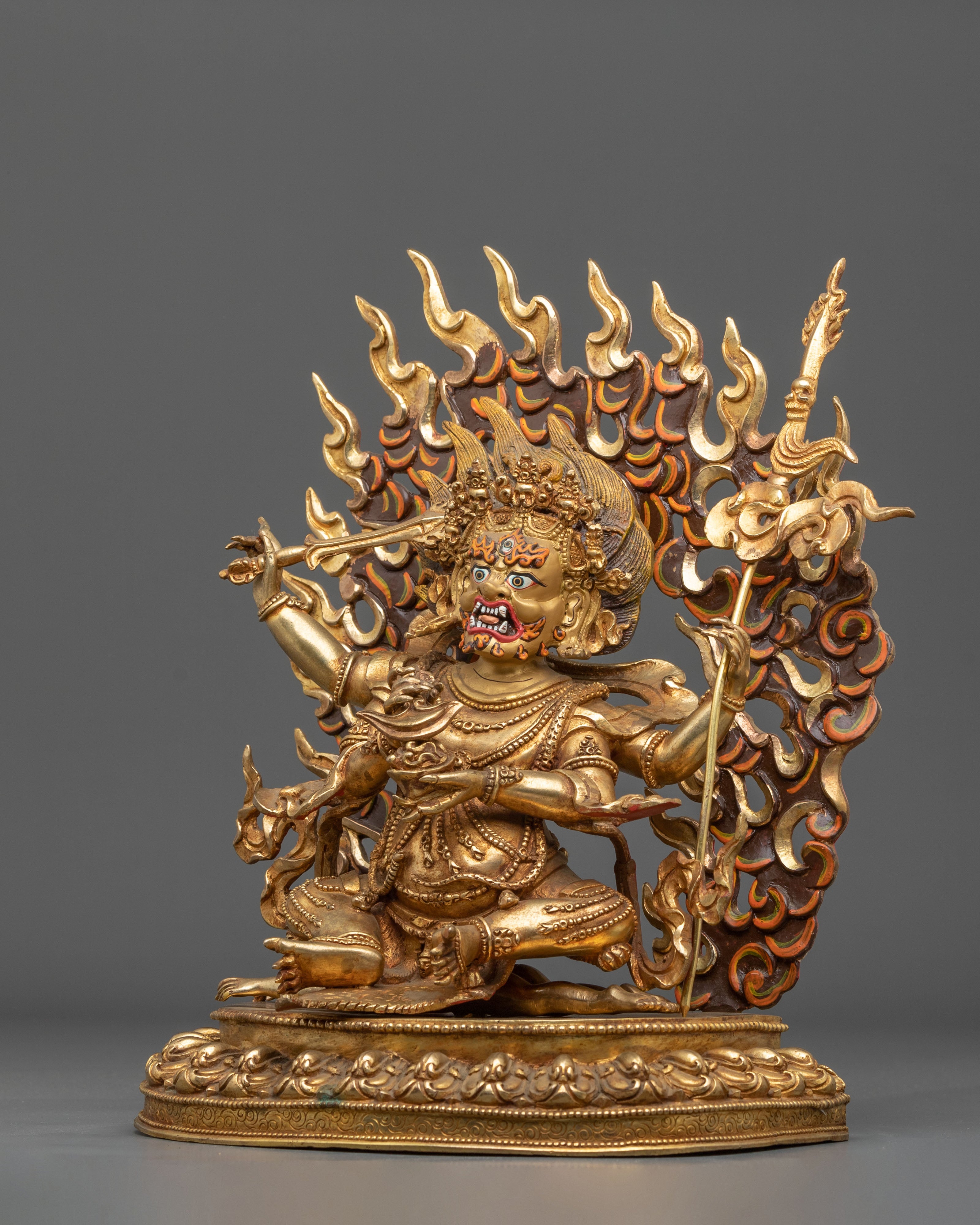 Chaturbhuja Mahakala Sculpture | Tibetan Protector Figurine